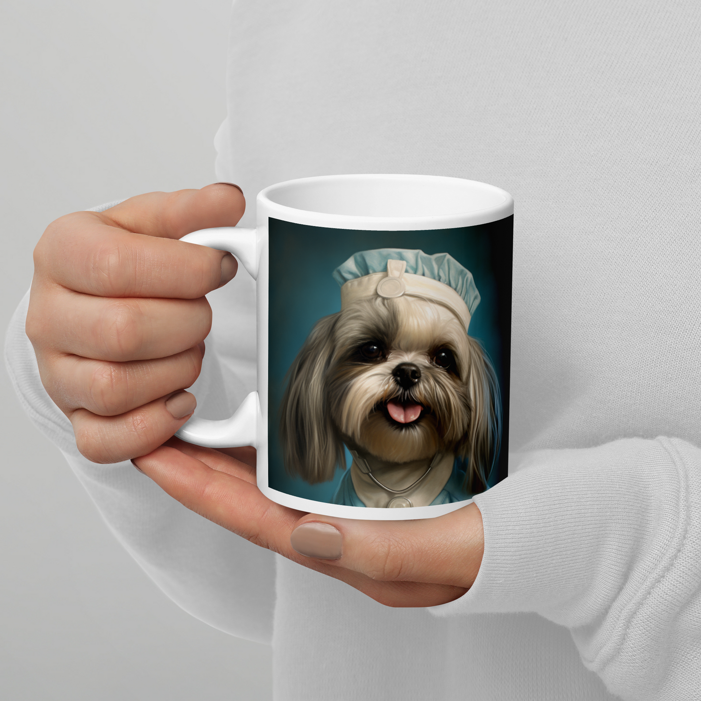 Yorkshire Terrier Nurse White glossy mug