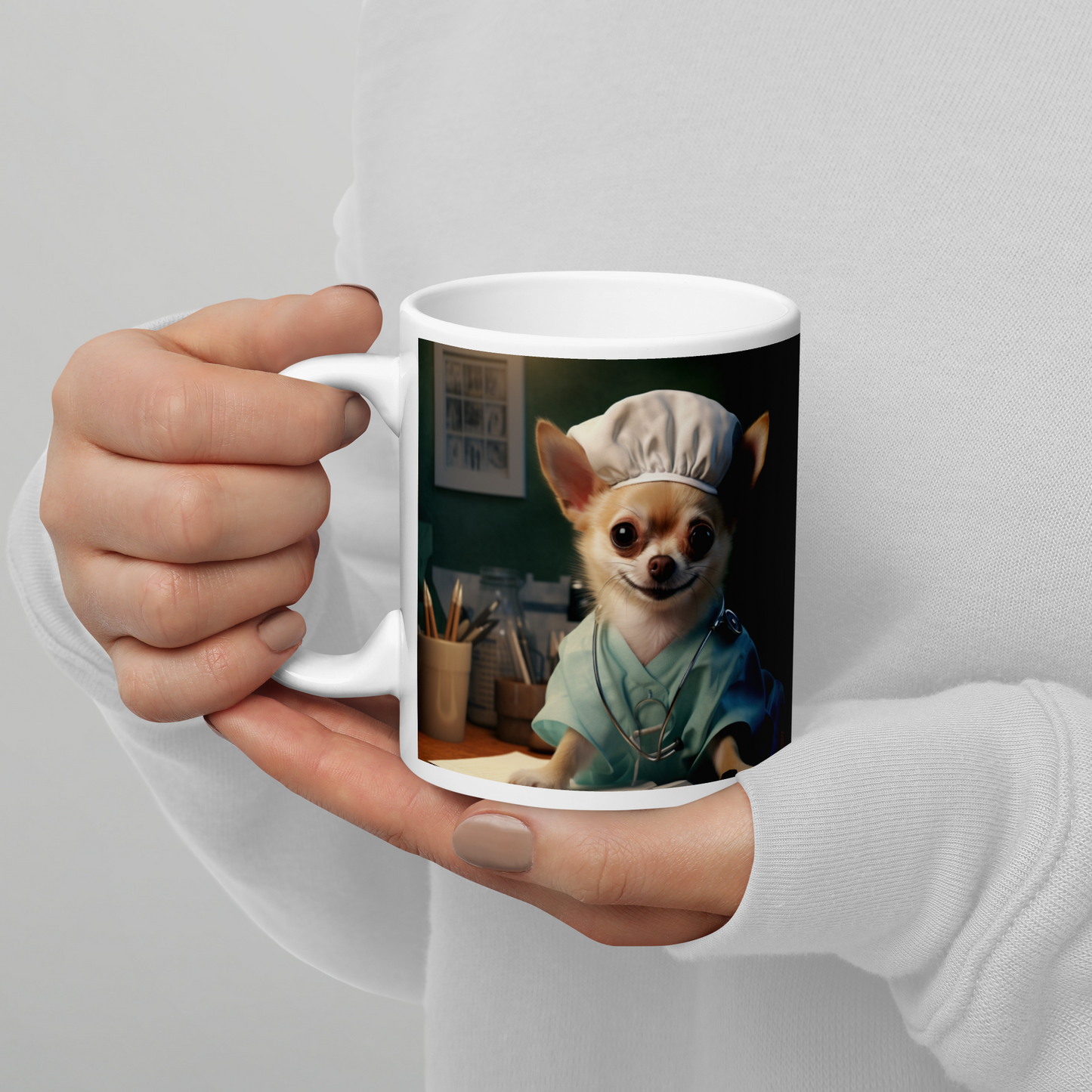 Chihuahua Nurse White glossy mug