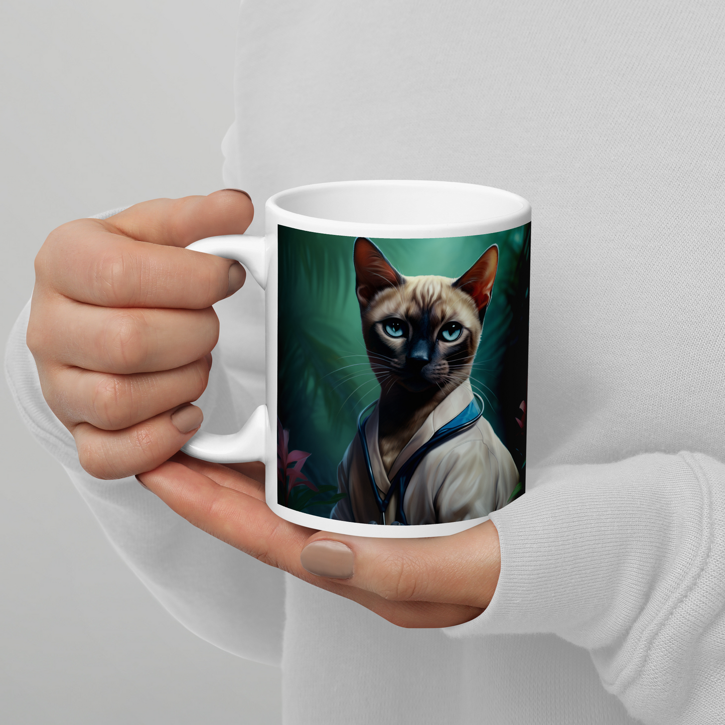 Siamese Nurse White glossy mug