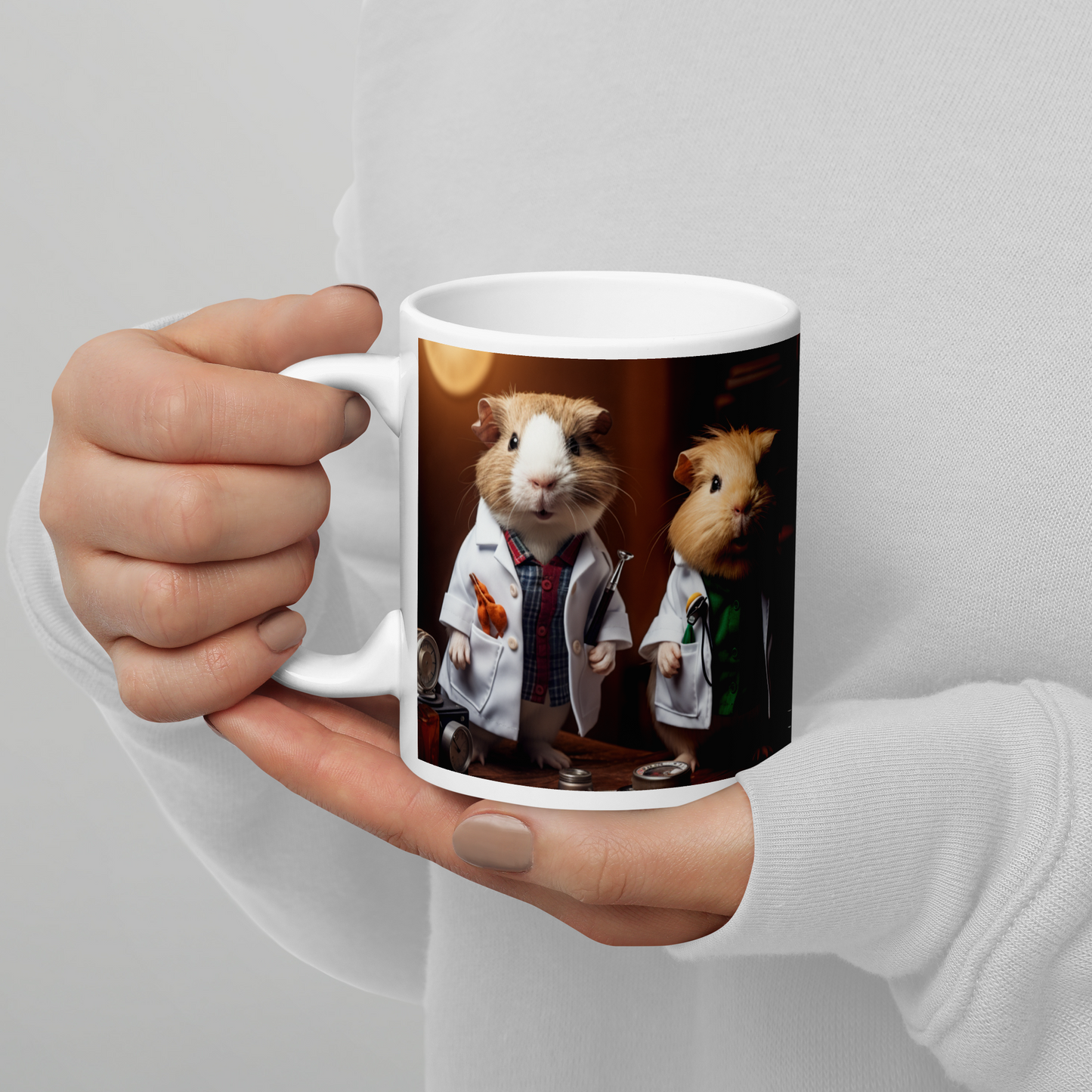 Guinea Pigs Nurse White glossy mug