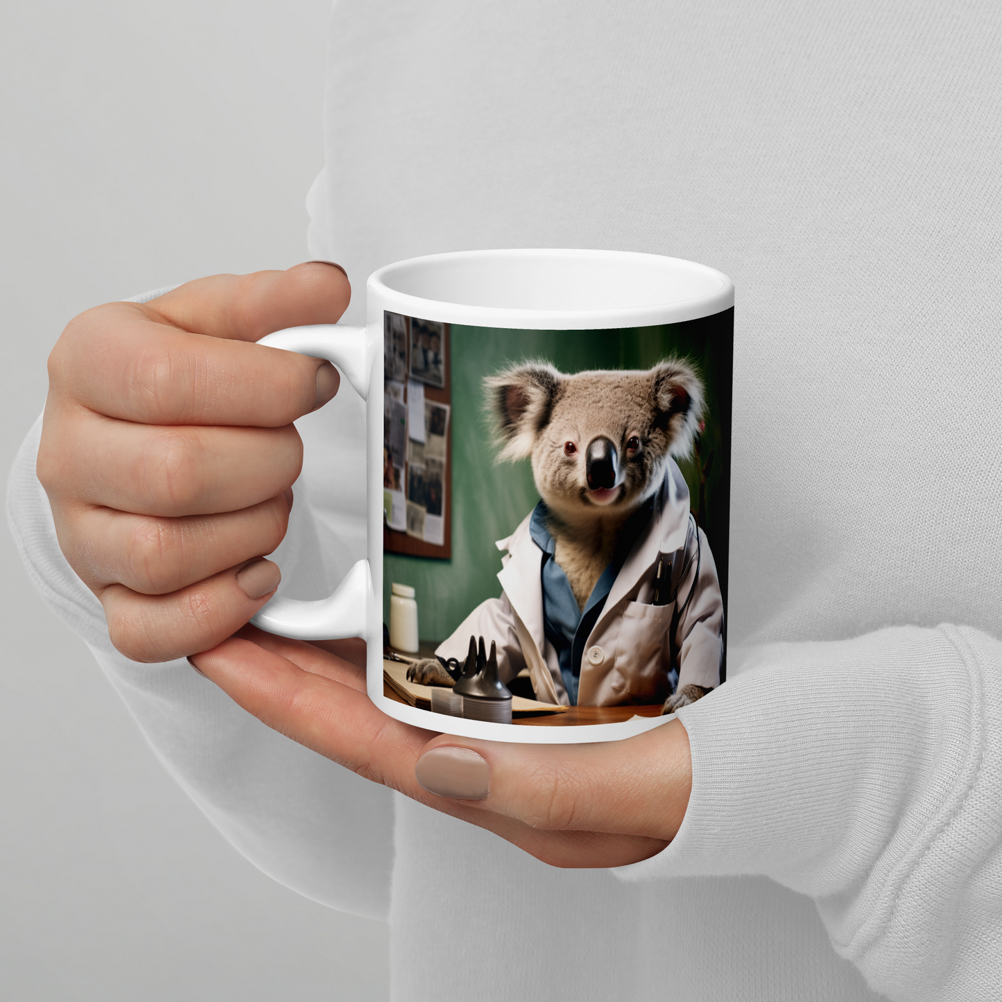 Koala Nurse White glossy mug