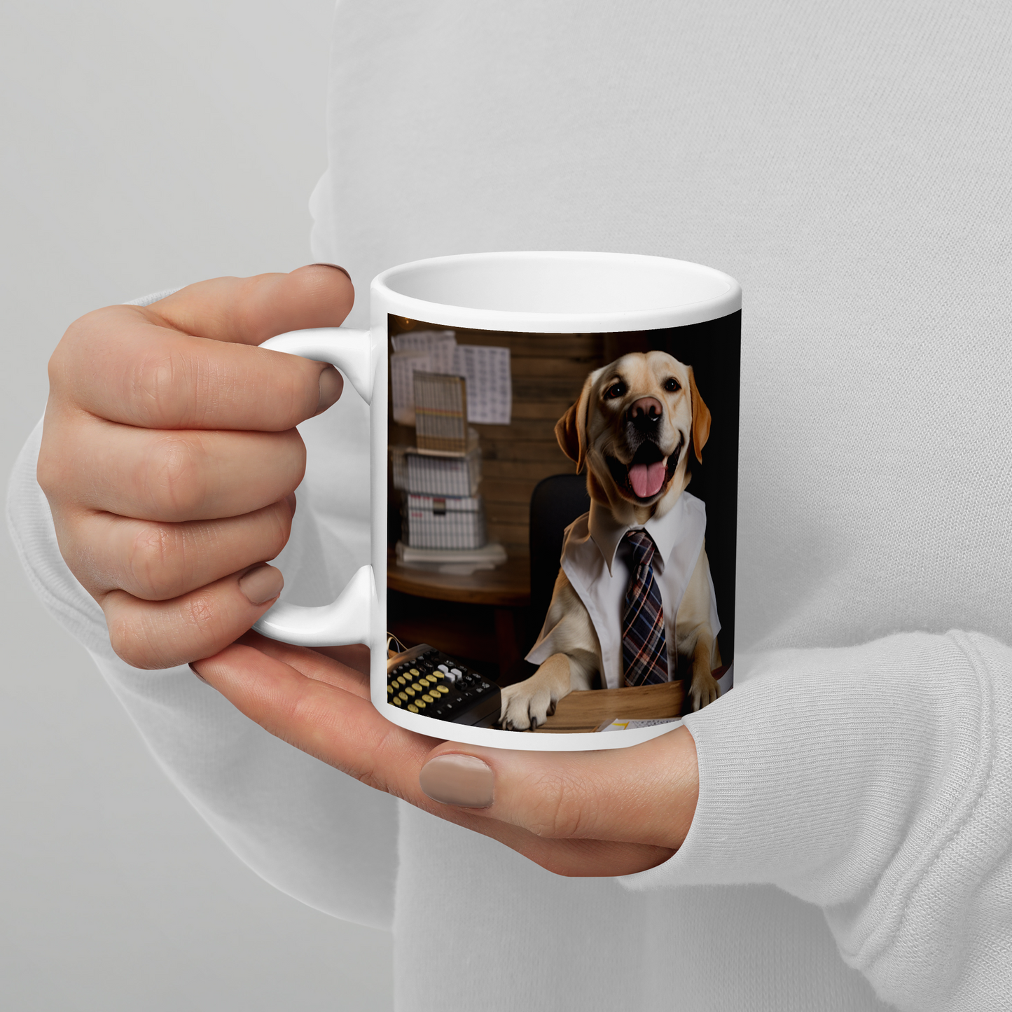 Labrador Retriever Accountant White glossy mug