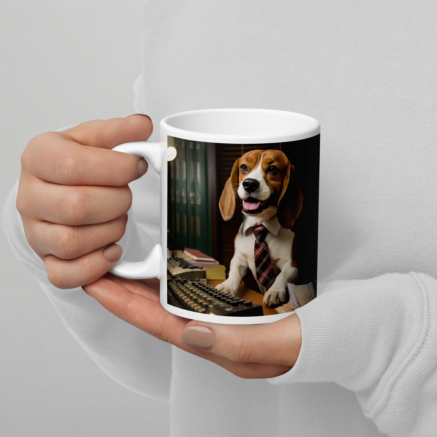 Beagle Accountant White glossy mug