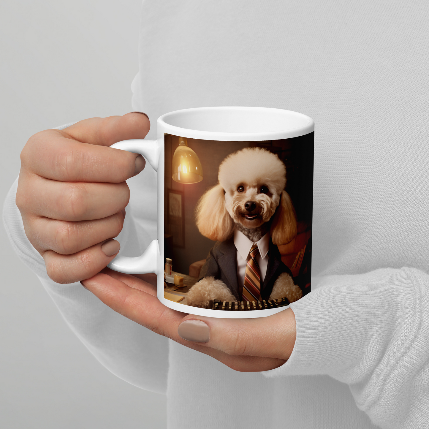 Poodle Accountant White glossy mug