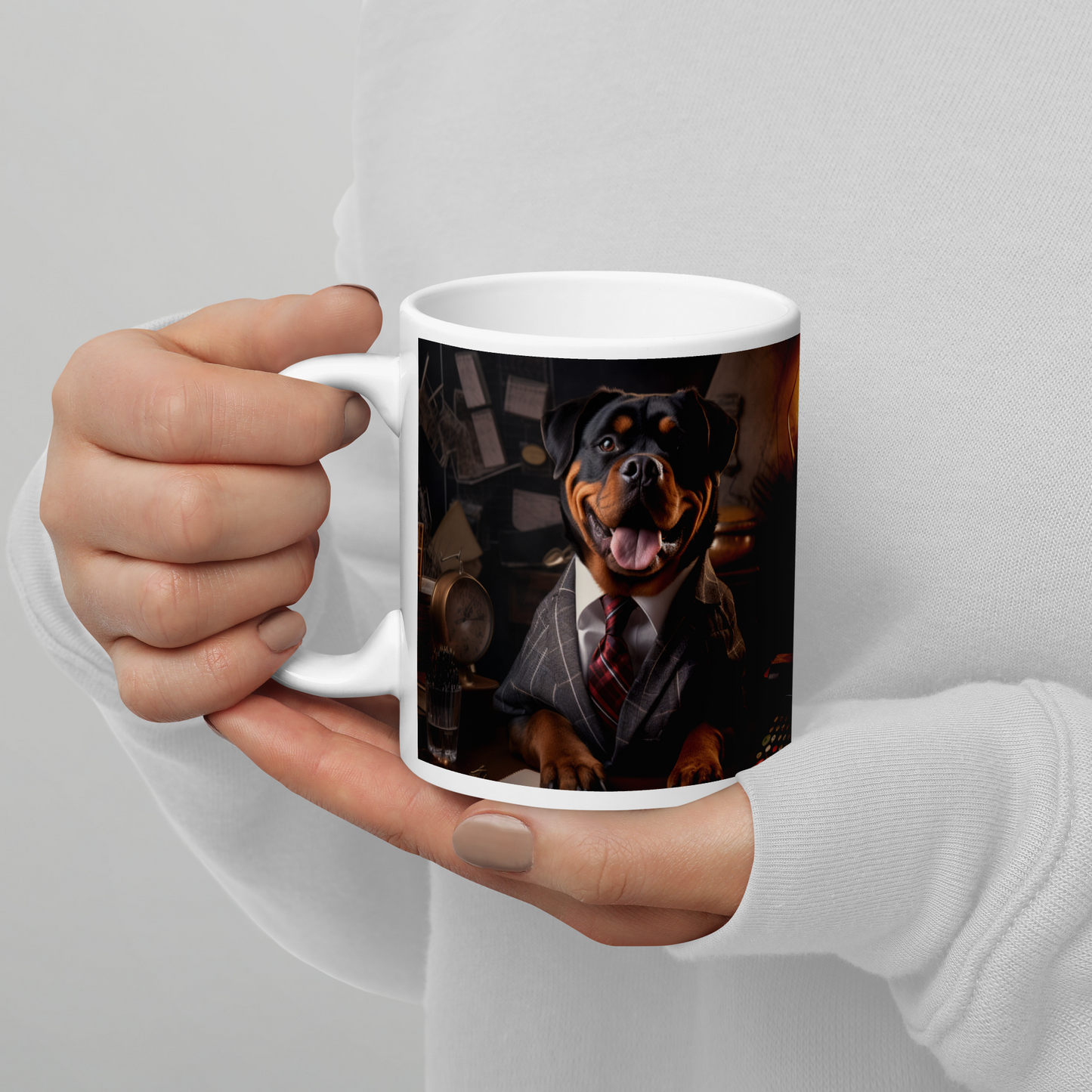 Rottweiler Accountant White glossy mug