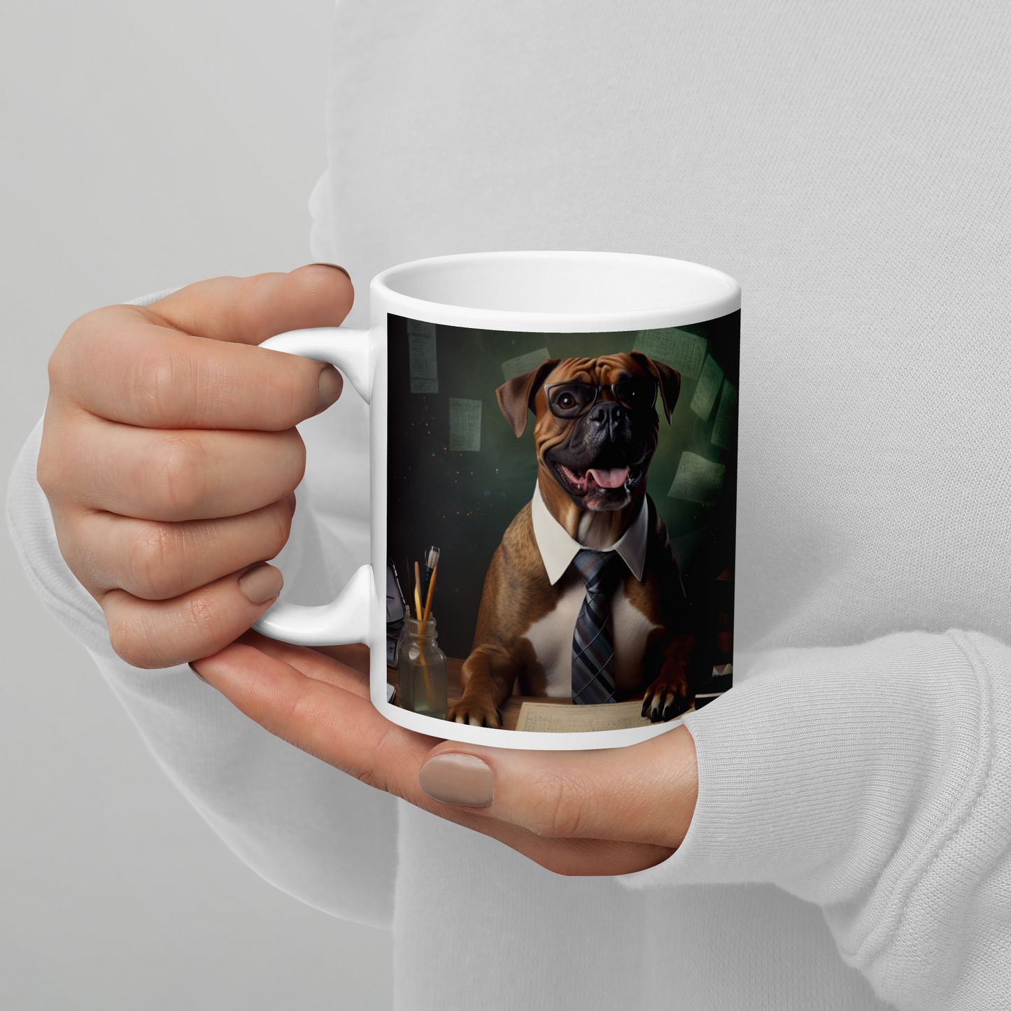 Boxer Accountant White glossy mug