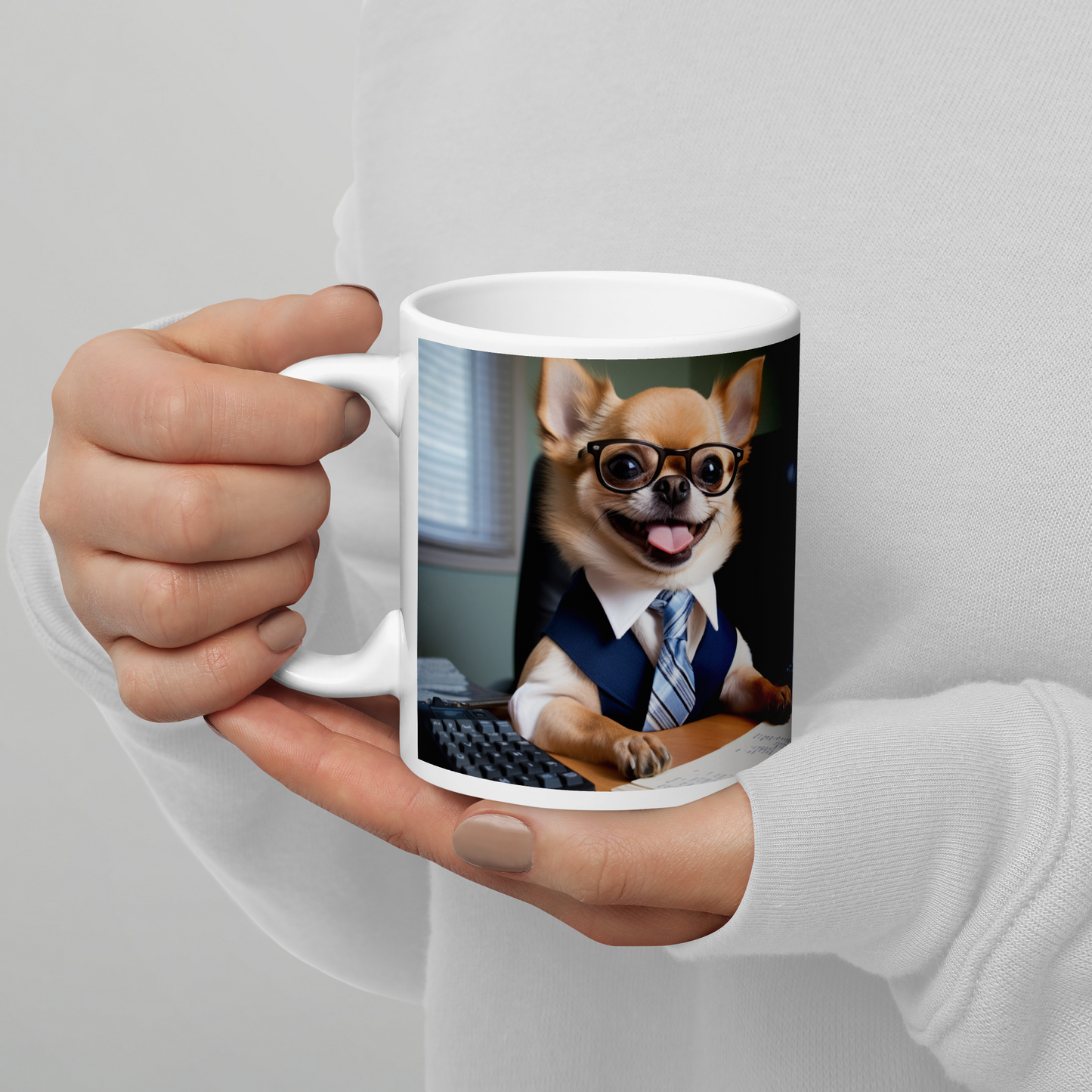 Chihuahua Accountant White glossy mug