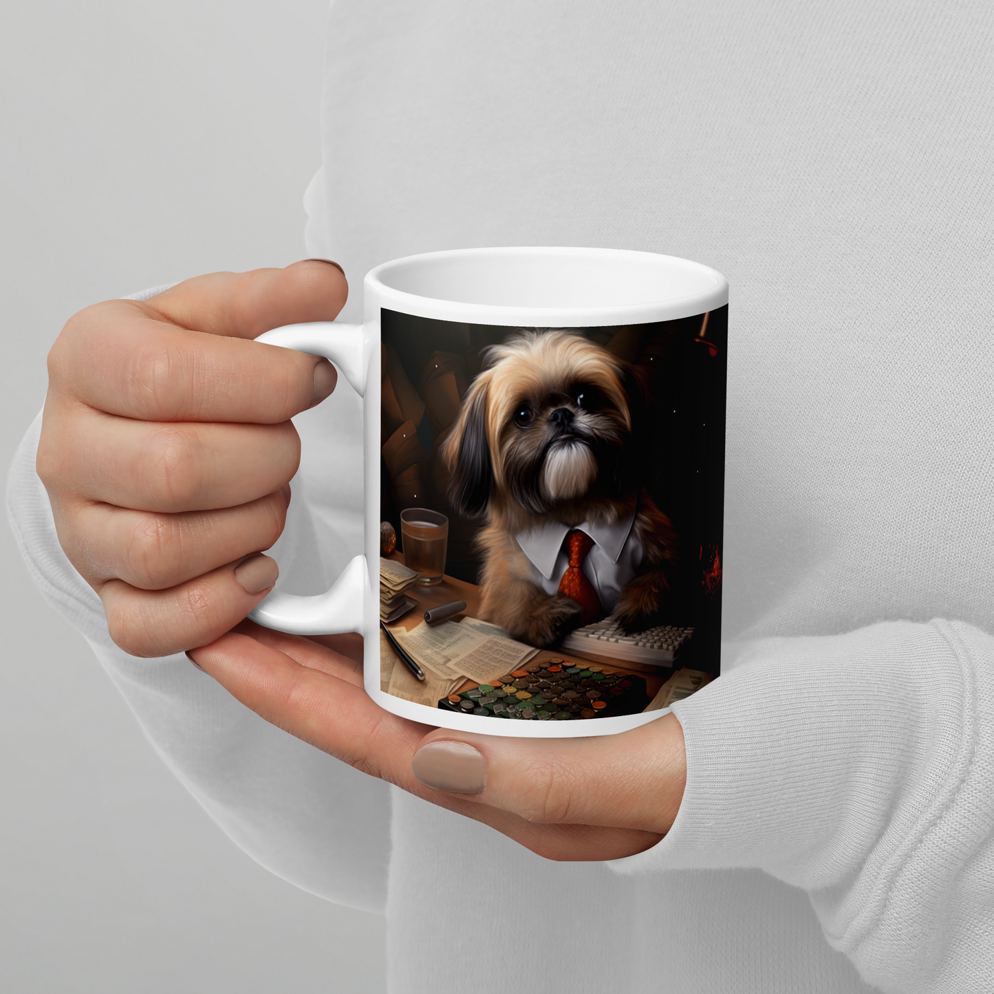 Shih Tzu Accountant White glossy mug