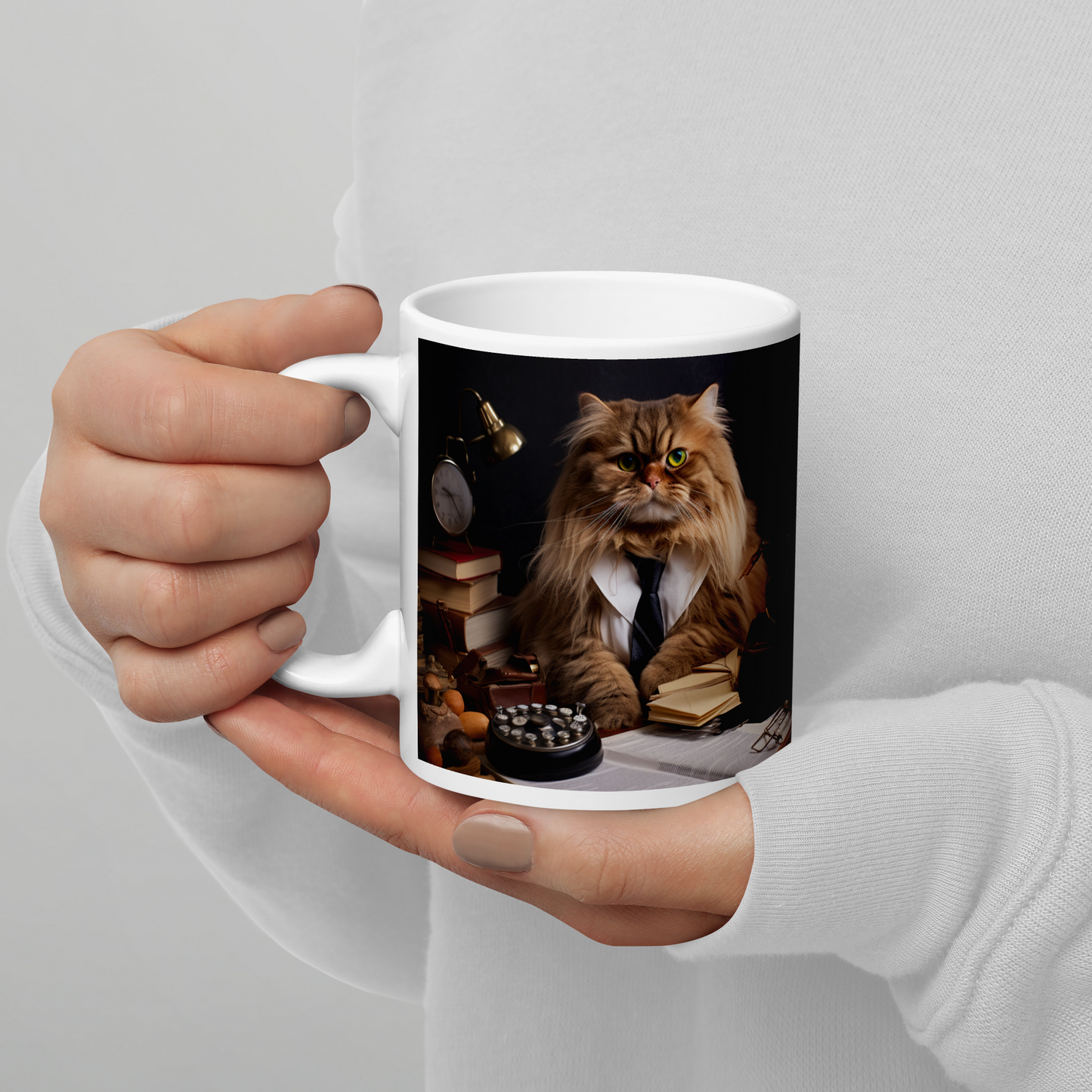 Maine Coon Accountant White glossy mug