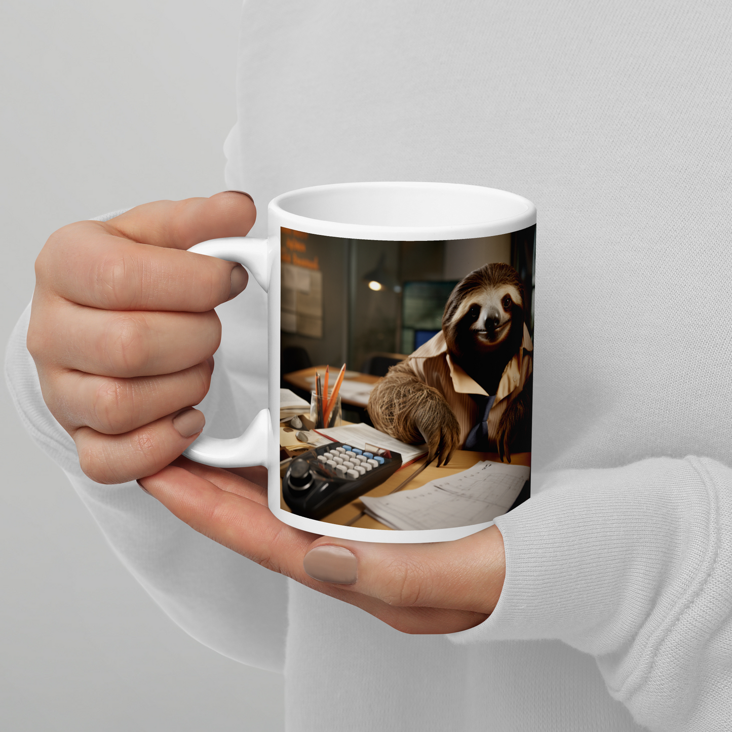 Sloth Accountant White glossy mug