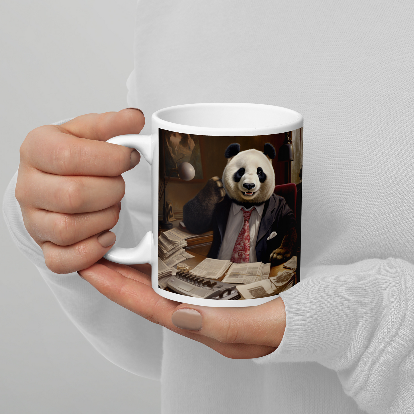 Panda Accountant White glossy mug