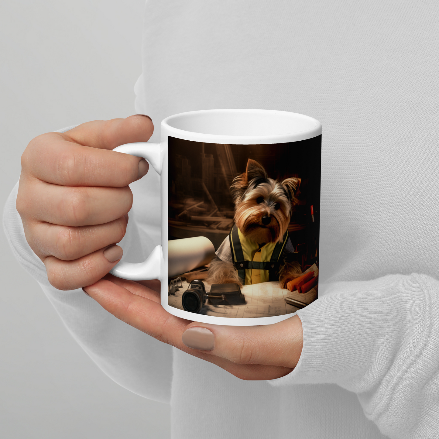 Yorkshire Terrier Architect White glossy mug