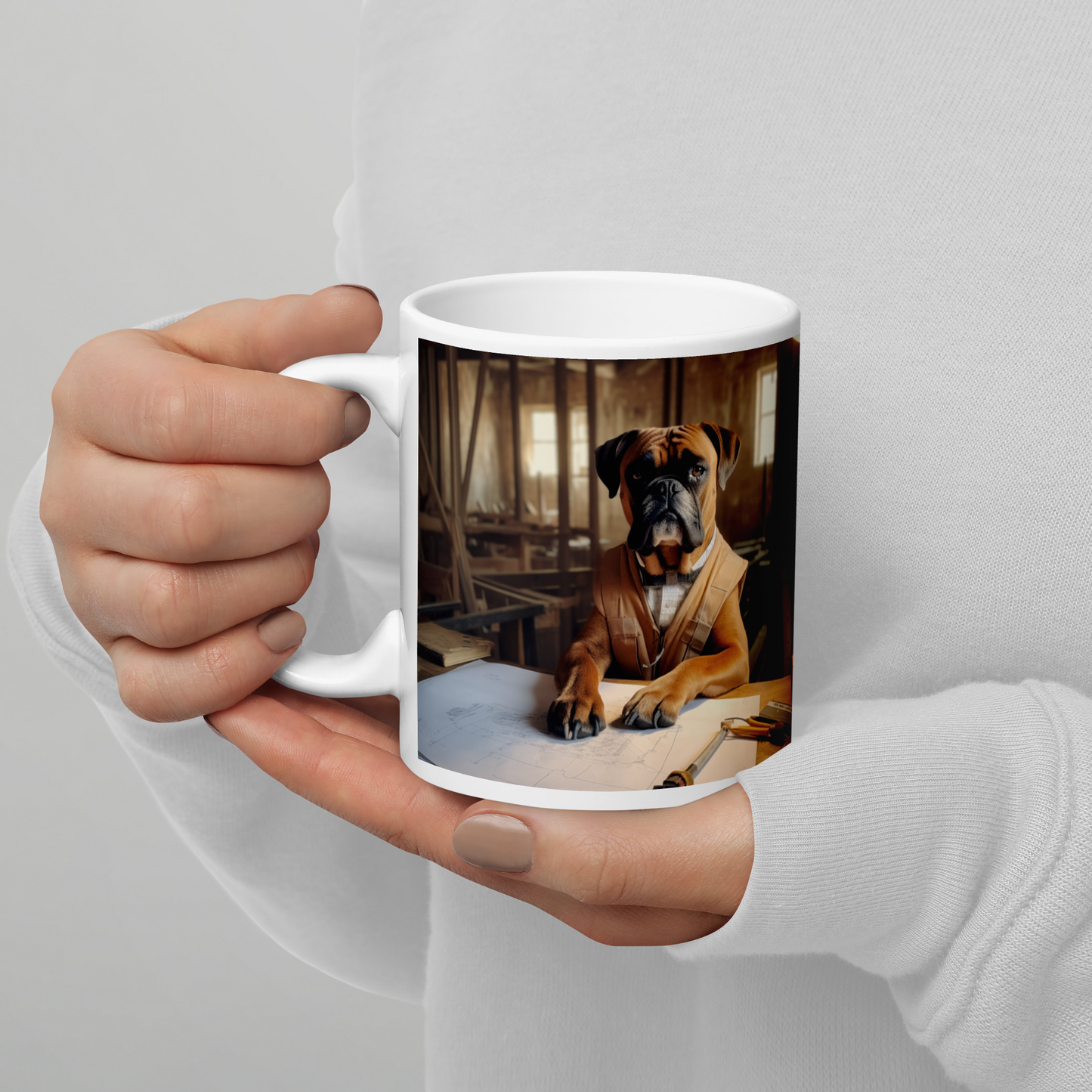 Boxer Architect White glossy mug