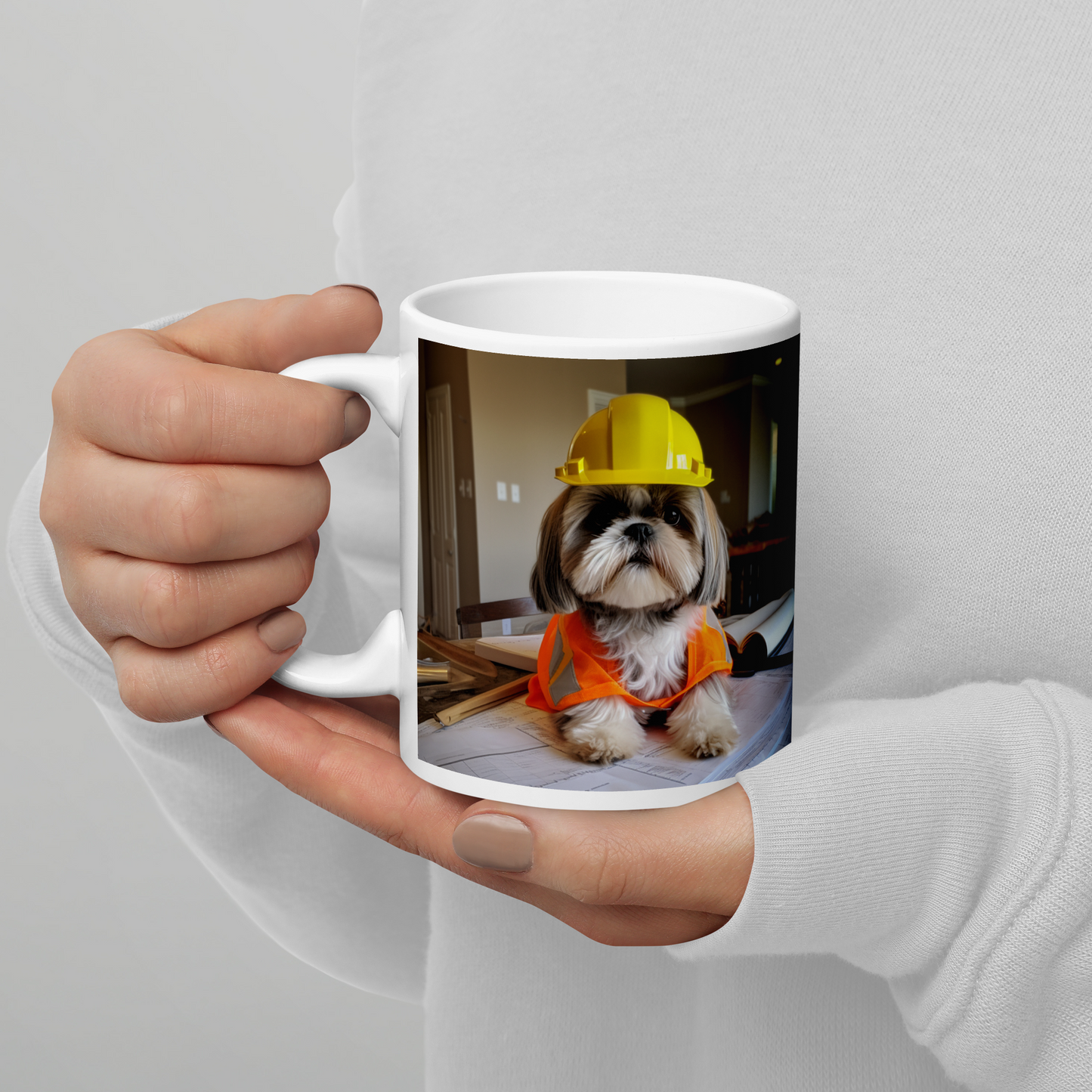 Shih Tzu Architect White glossy mug