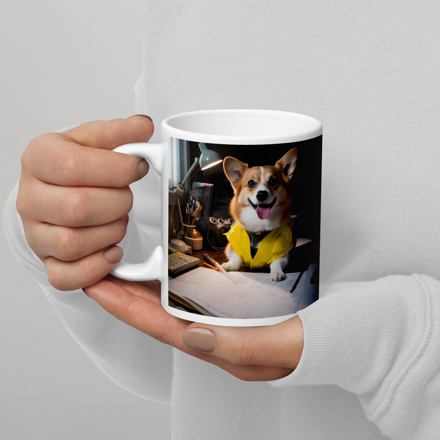 Pembroke Welsh Corgi Architect White glossy mug