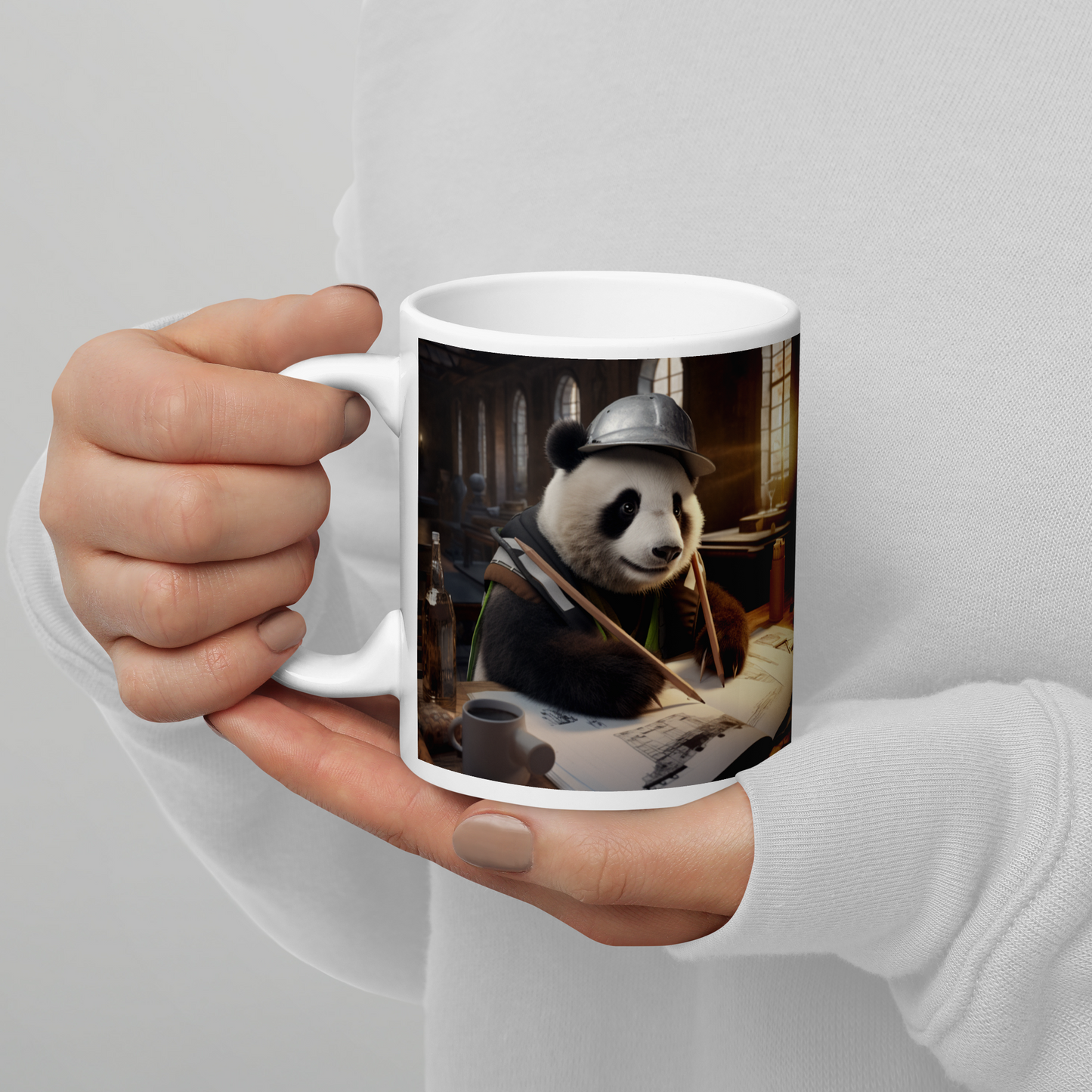 Panda Architect White glossy mug