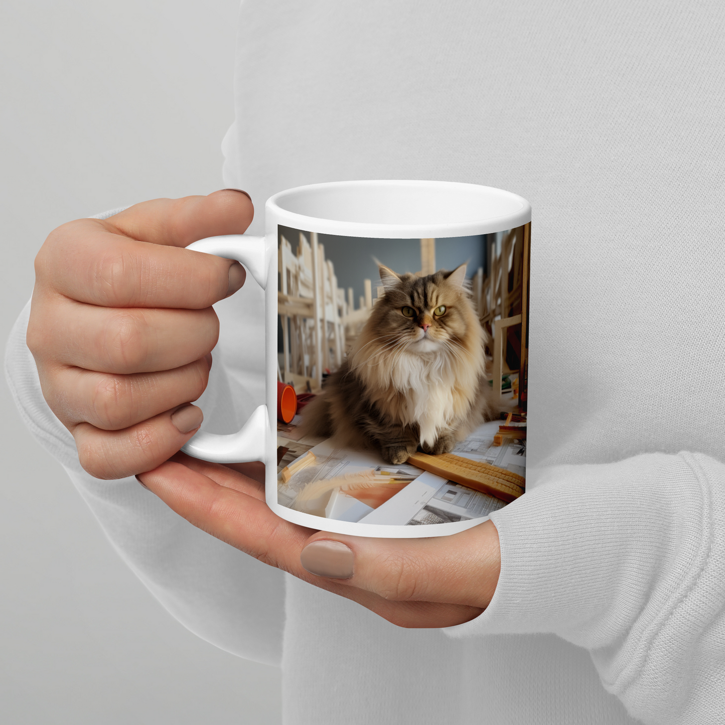 Maine Coon Architect White glossy mug