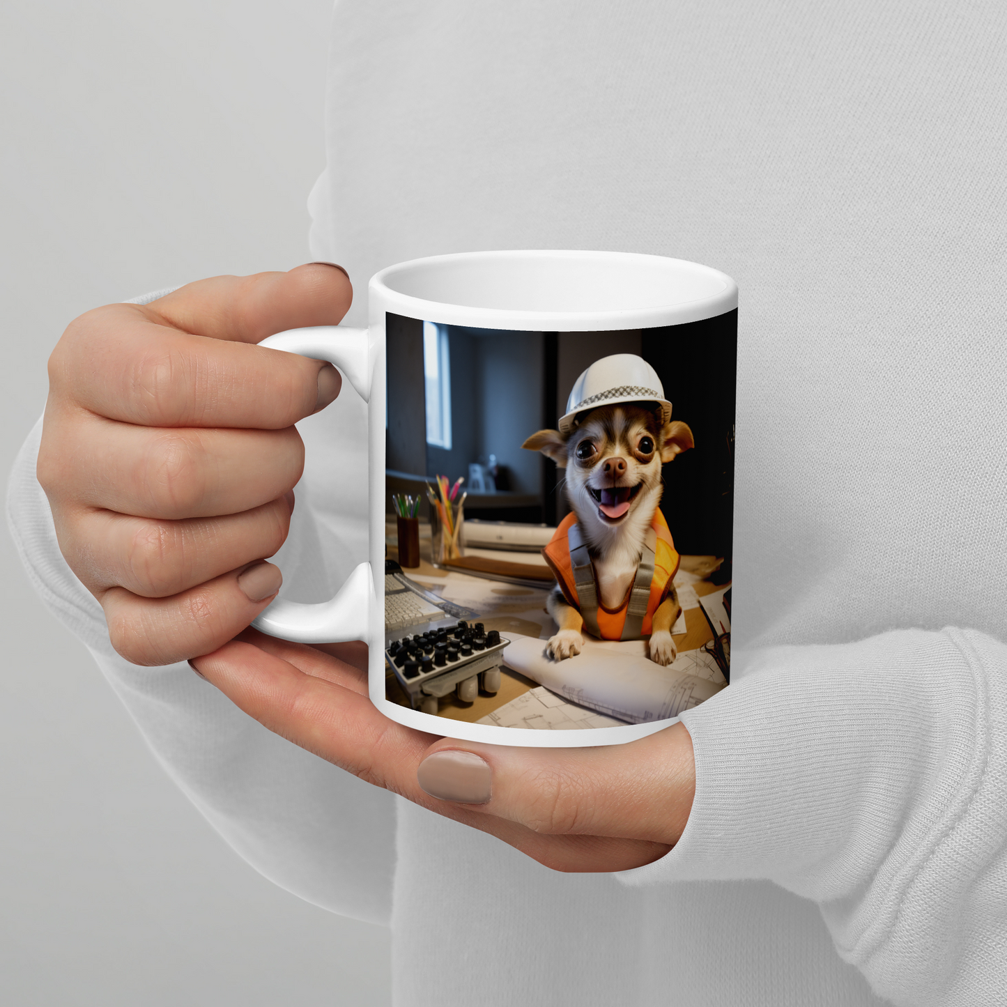 Chihuahua Architect White glossy mug