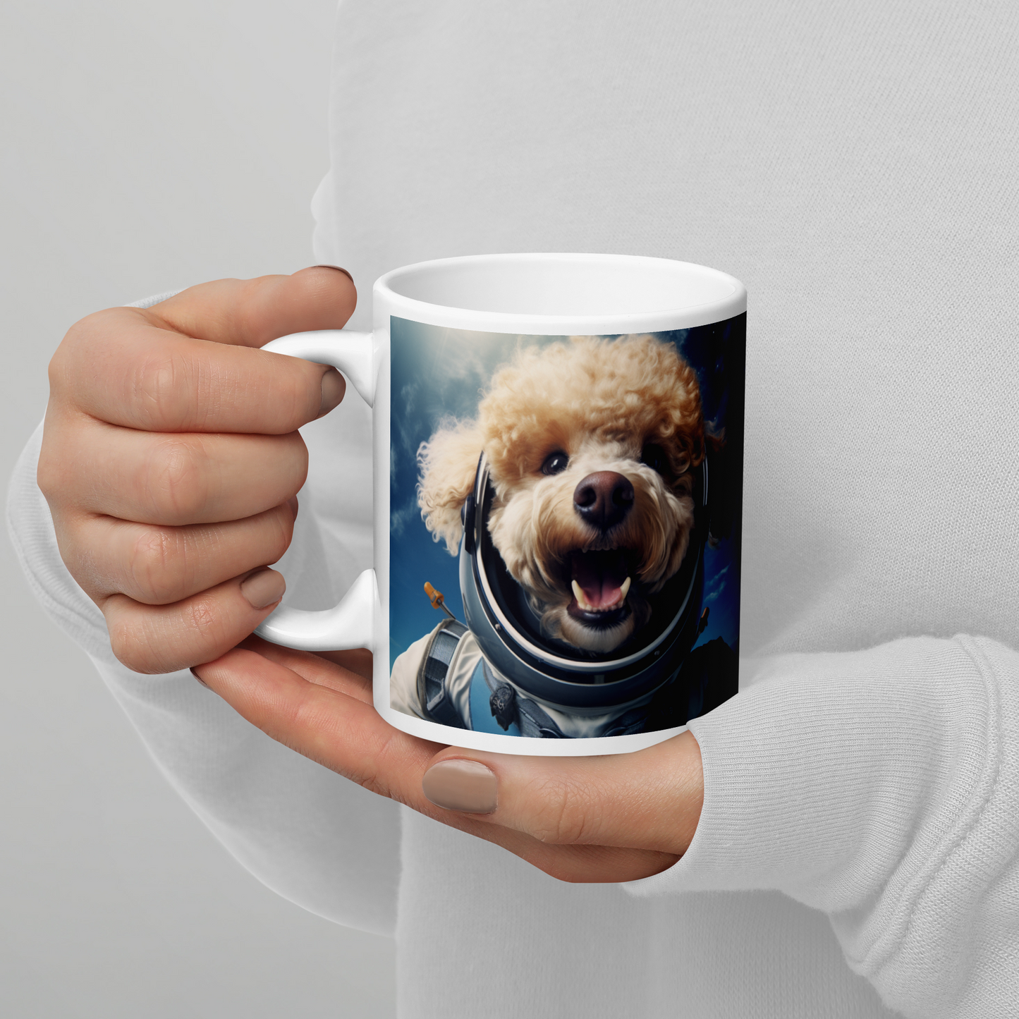 Poodle Astronaut White glossy mug