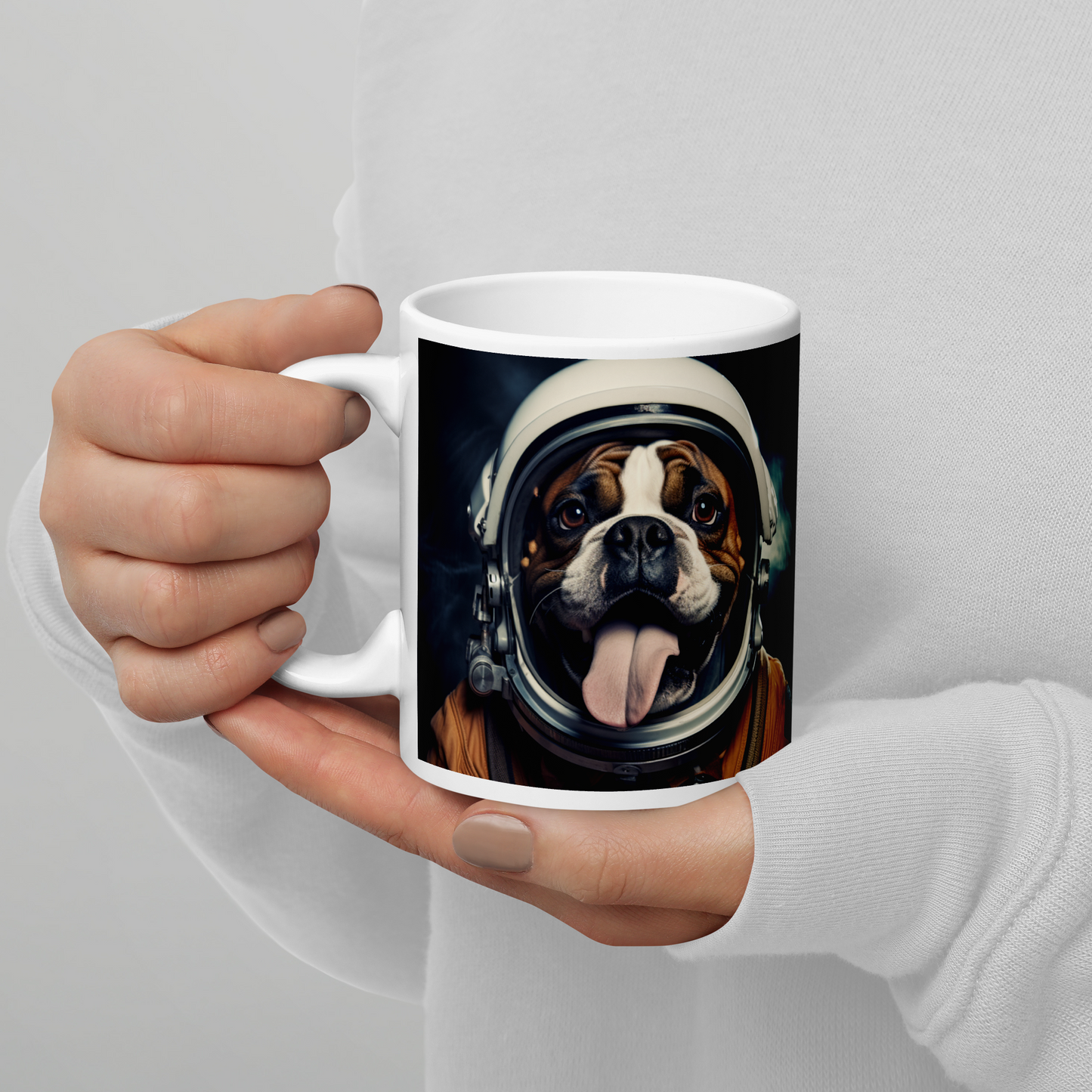 Boxer Astronaut White glossy mug