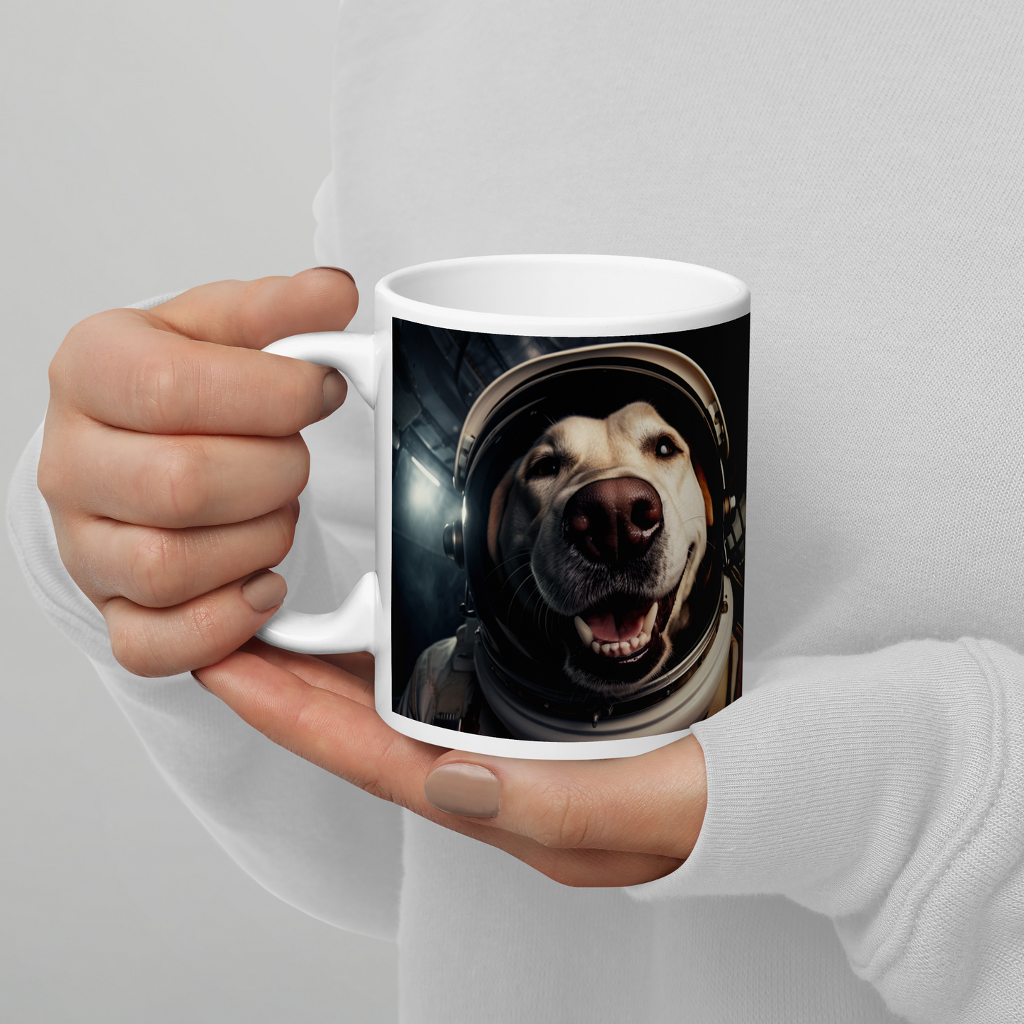 Labrador Retriever Astronaut White glossy mug