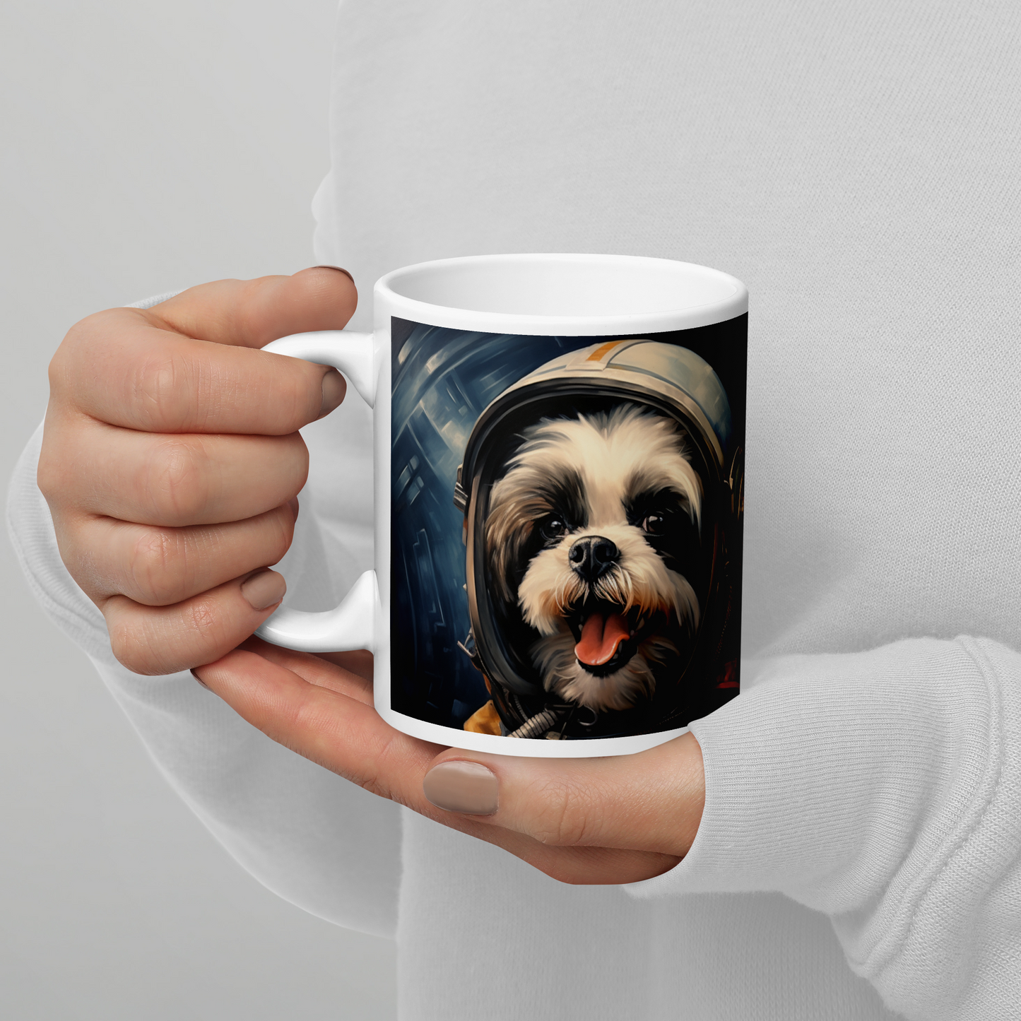 Shih Tzu Astronaut White glossy mug