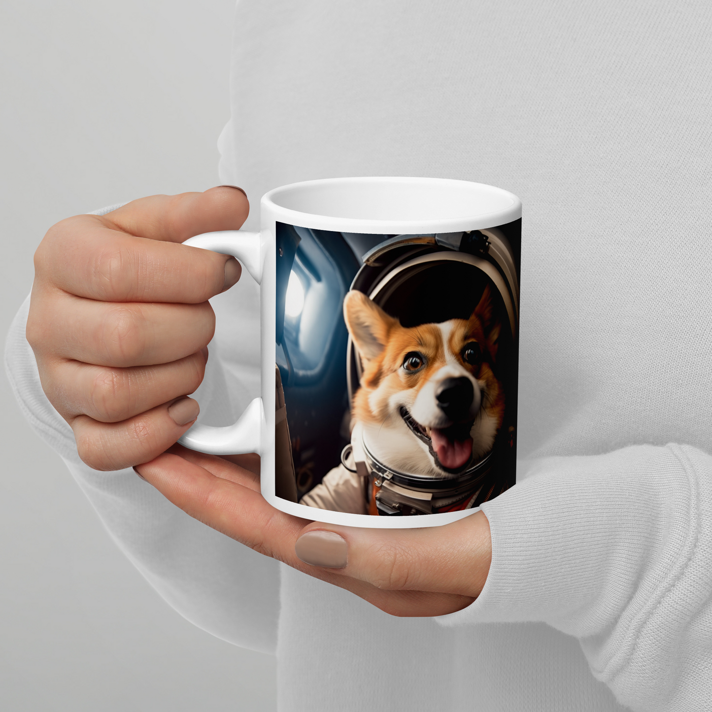 Pembroke Welsh Corgi Astronaut White glossy mug