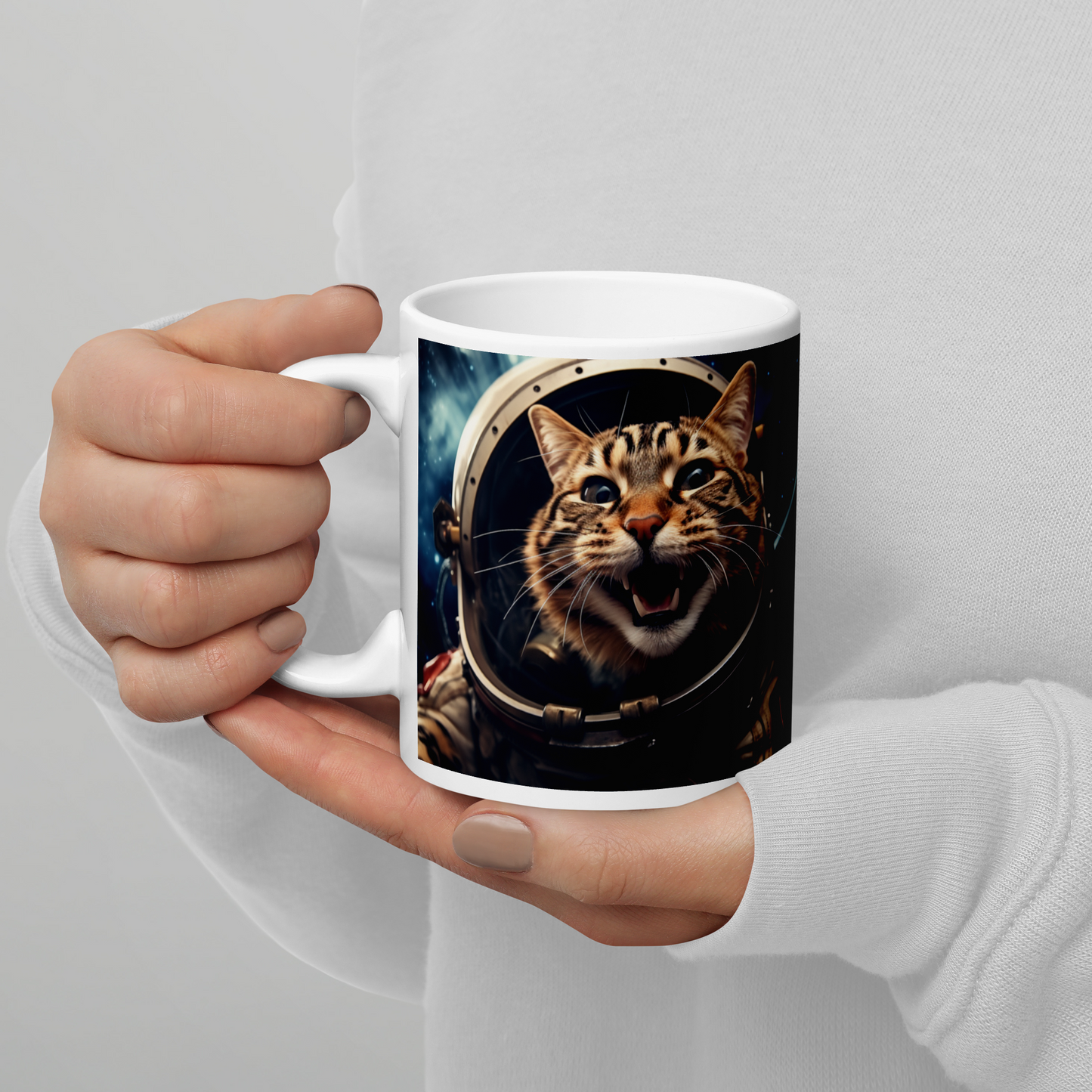 Bengal Astronaut White glossy mug