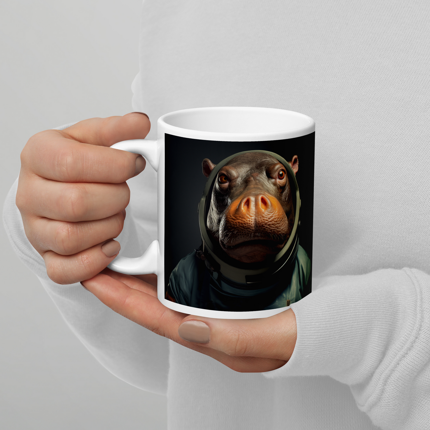 Hippo Astronaut White glossy mug