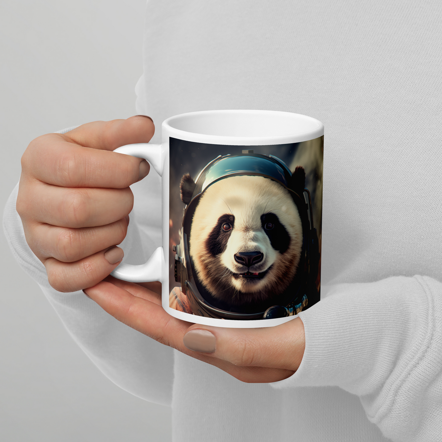 Panda Astronaut White glossy mug