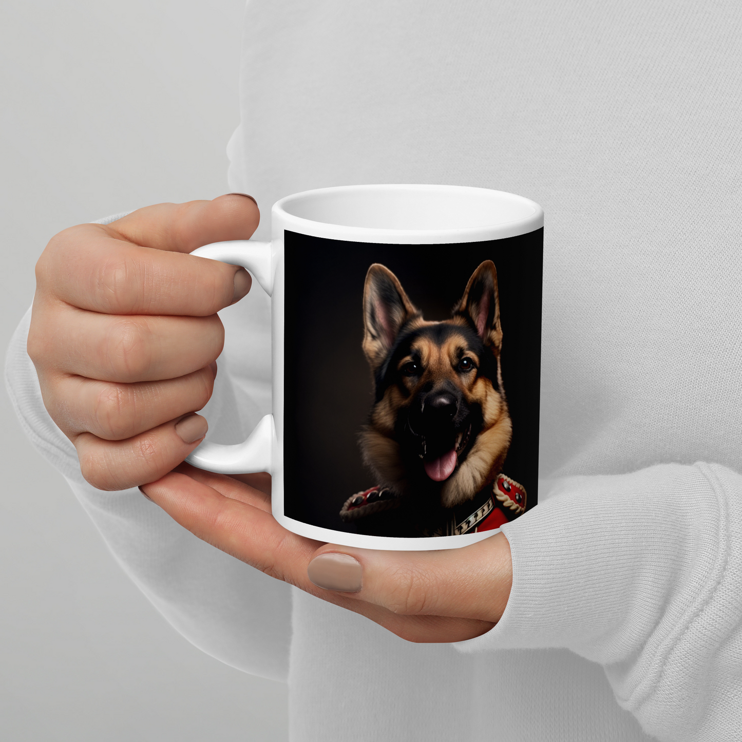 German Shepherd BritishRoyalGuard White glossy mug