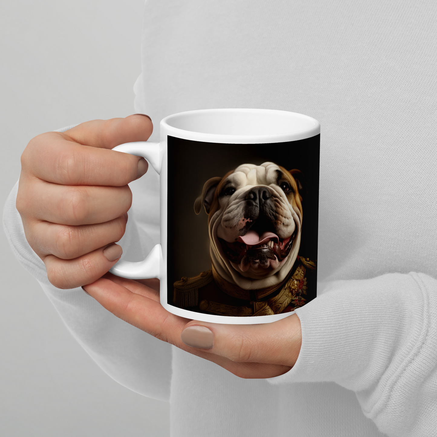 Bulldog BritishRoyalGuard White glossy mug