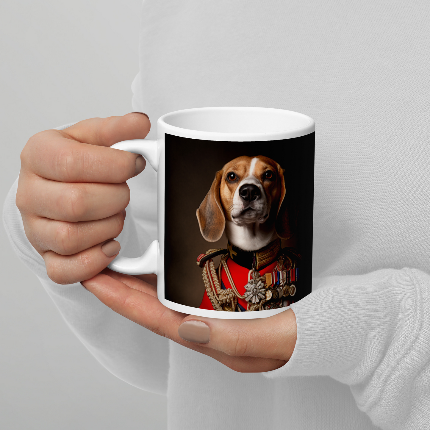 Beagle BritishRoyalGuard White glossy mug