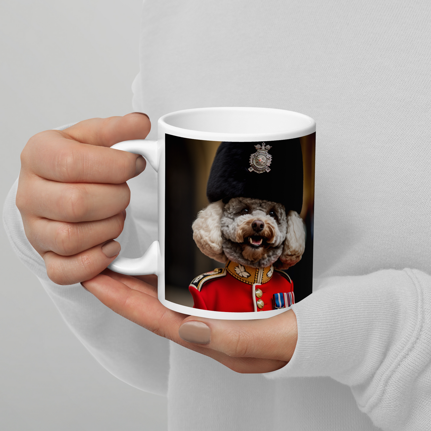 Poodle BritishRoyalGuard White glossy mug