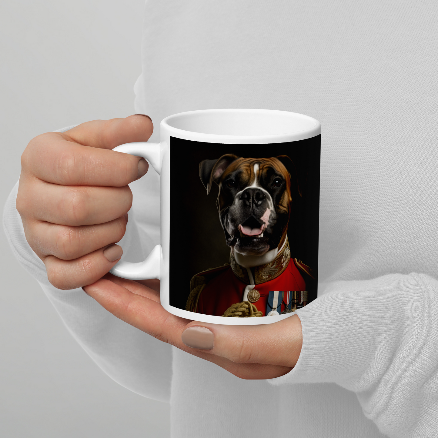 Boxer BritishRoyalGuard White glossy mug