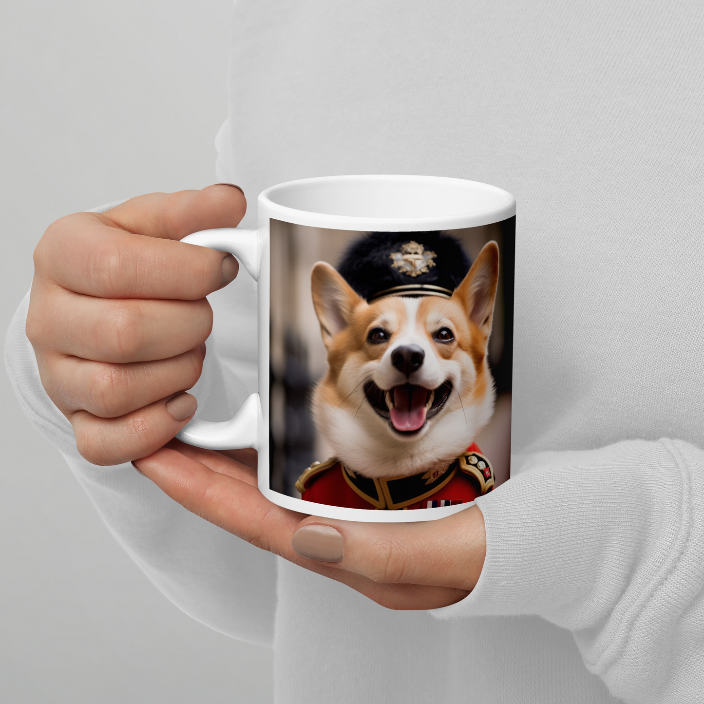 Pembroke Welsh Corgi BritishRoyalGuard White glossy mug