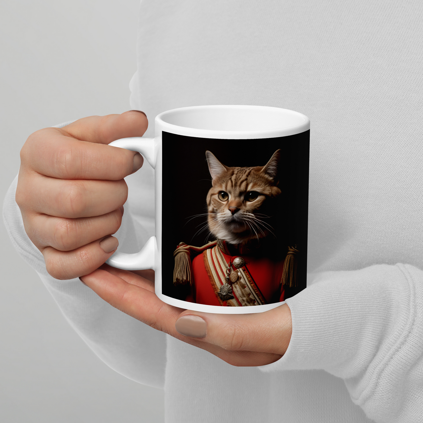 Domestic Shorthair BritishRoyalGuard White glossy mug