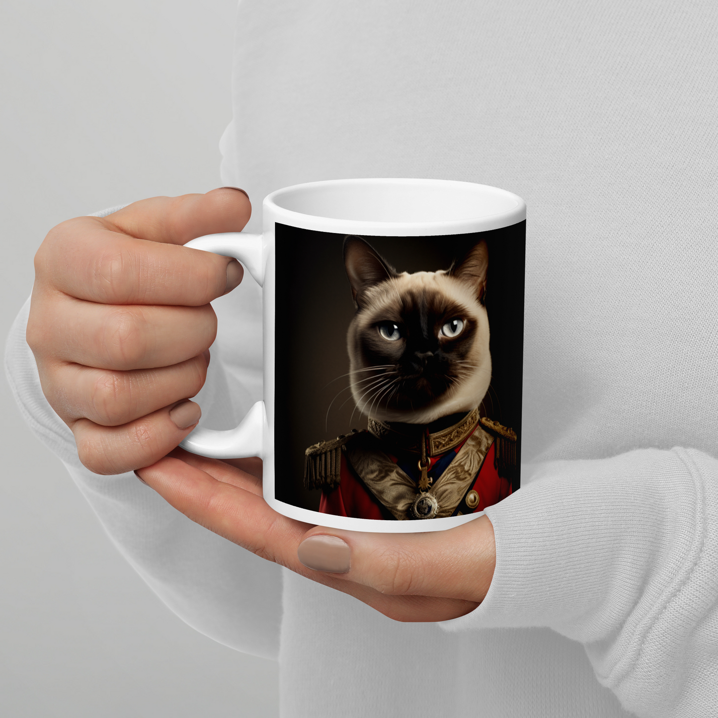 Siamese BritishRoyalGuard White glossy mug