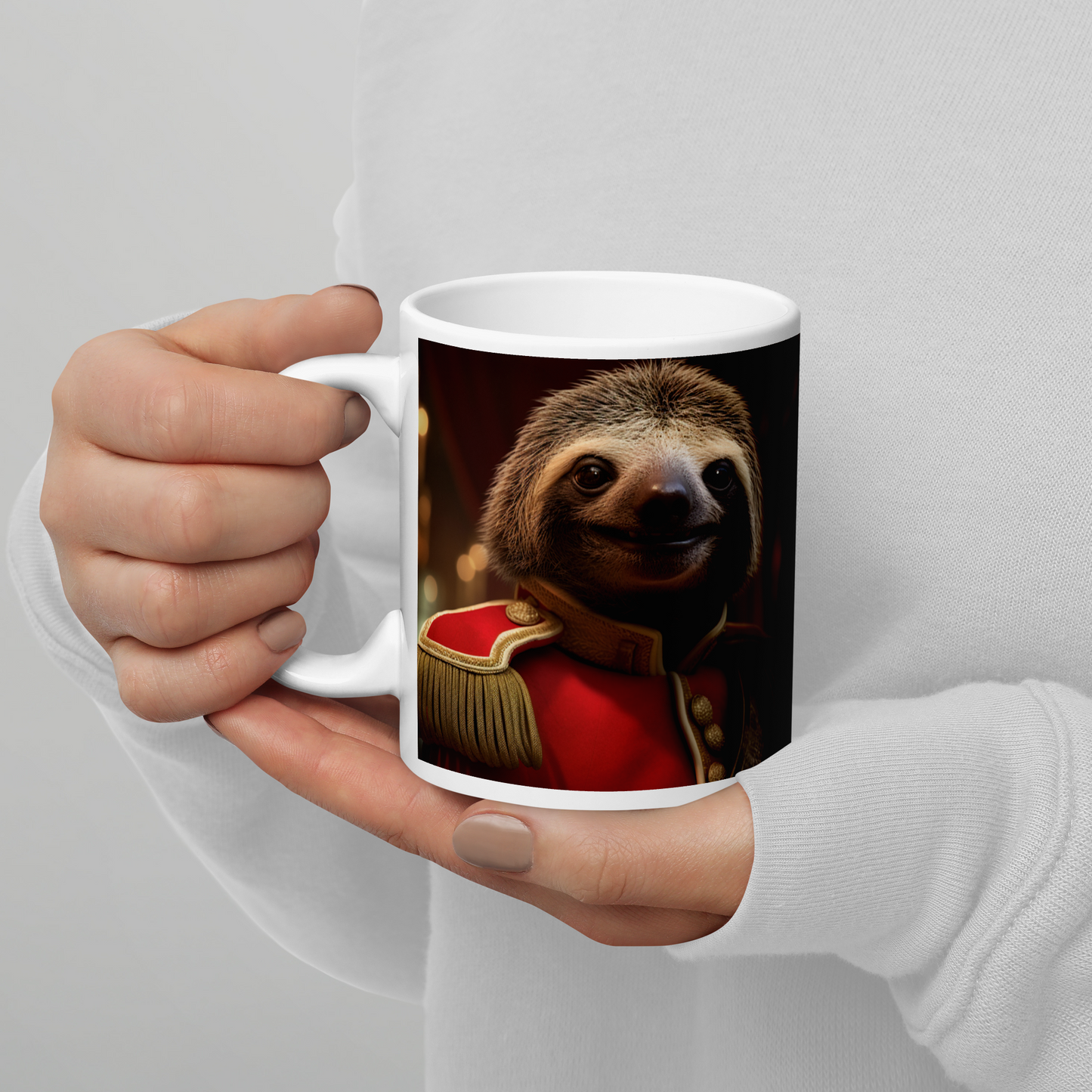 Sloth BritishRoyalGuard White glossy mug