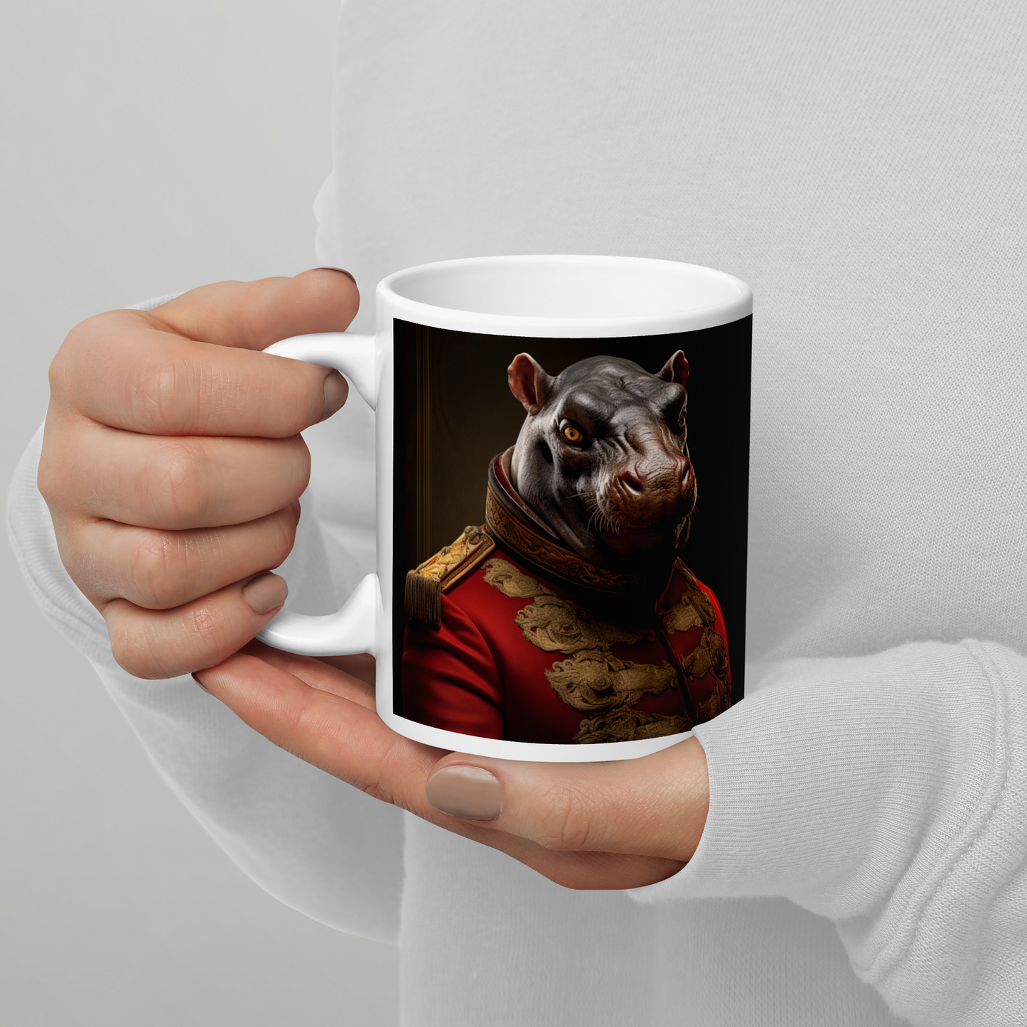 Hippo BritishRoyalGuard White glossy mug