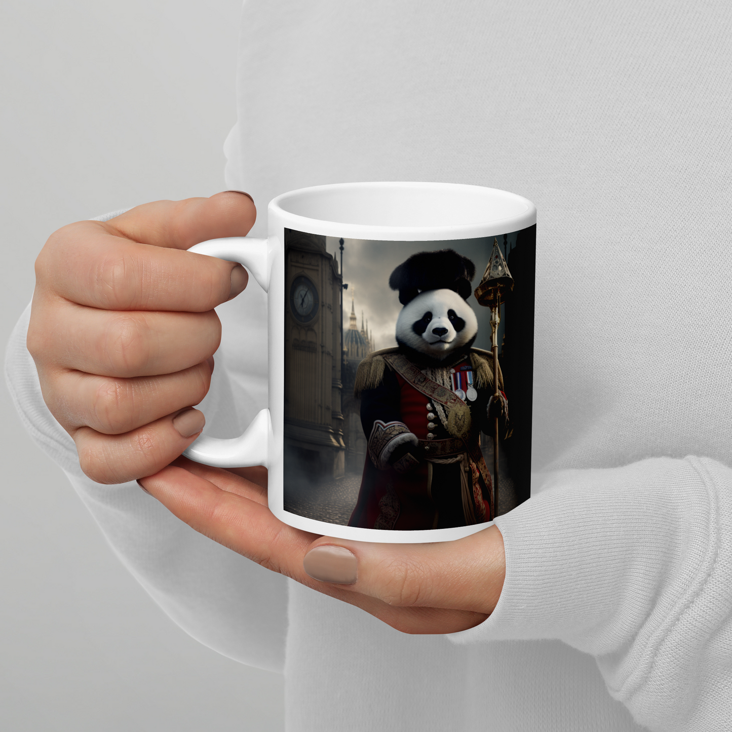 Panda BritishRoyalGuard White glossy mug