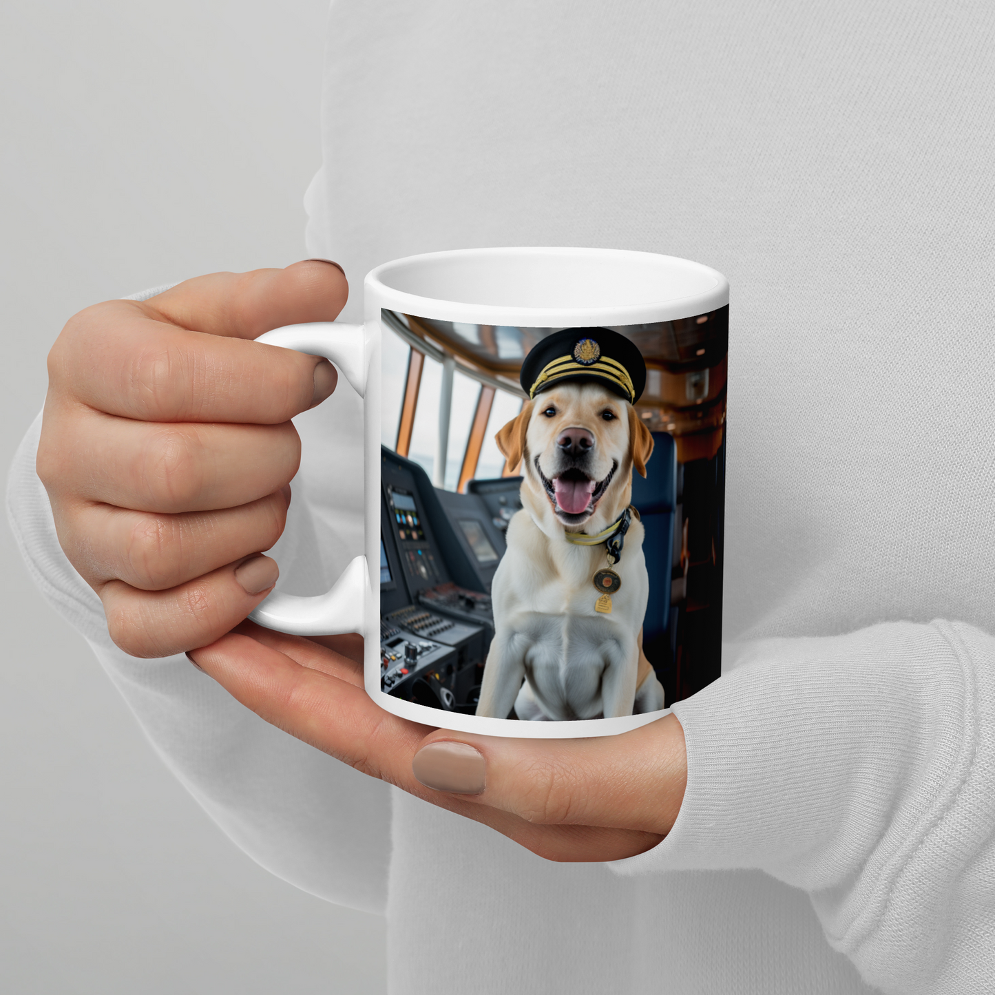 Labrador Retriever CruiseShipCaptain White glossy mug