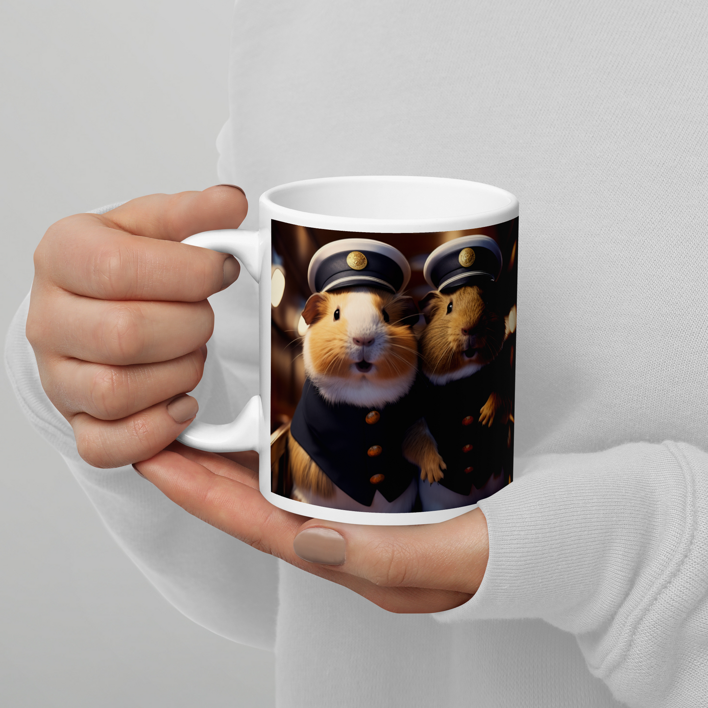 Guinea Pigs CruiseShipCaptain White glossy mug