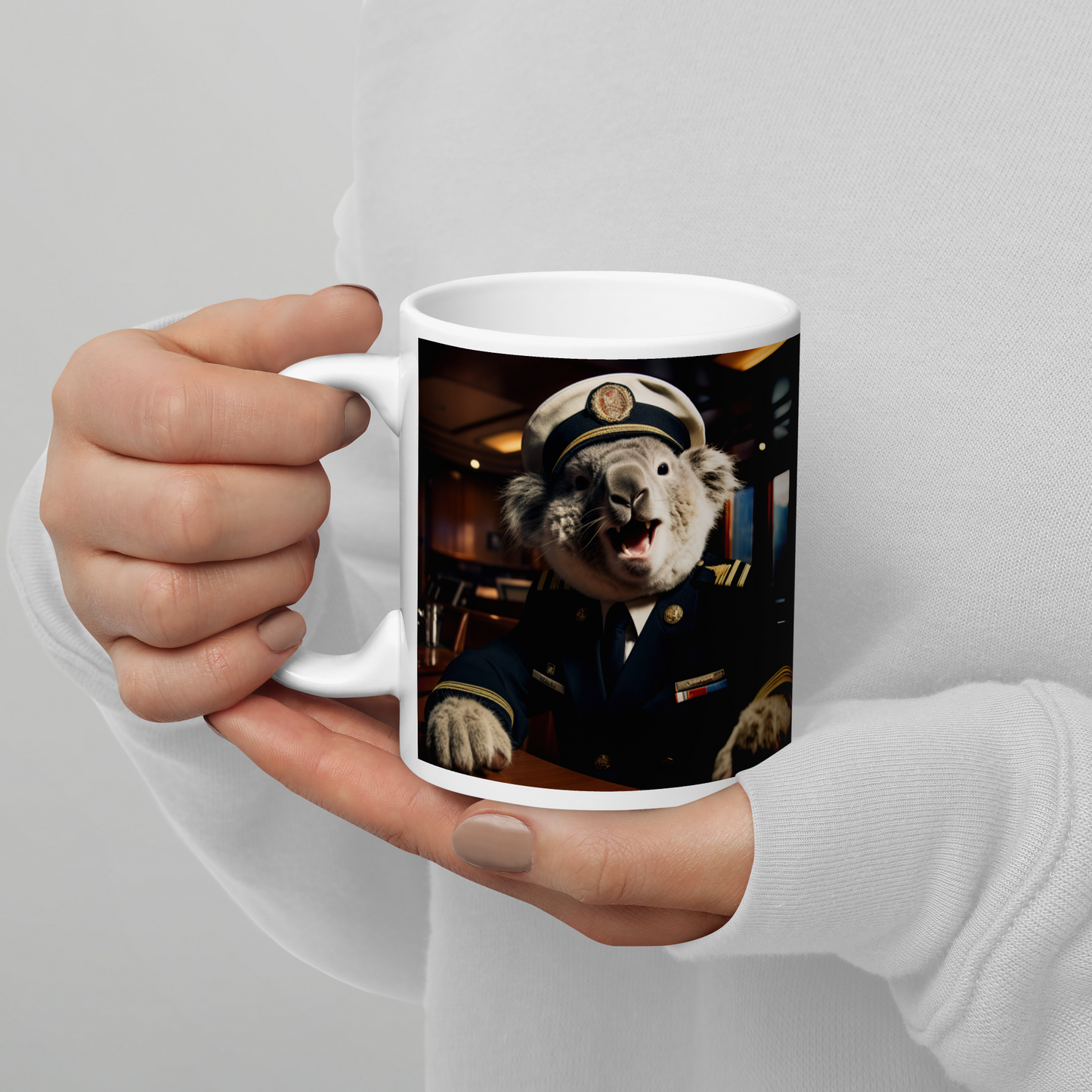 Koala CruiseShipCaptain White glossy mug