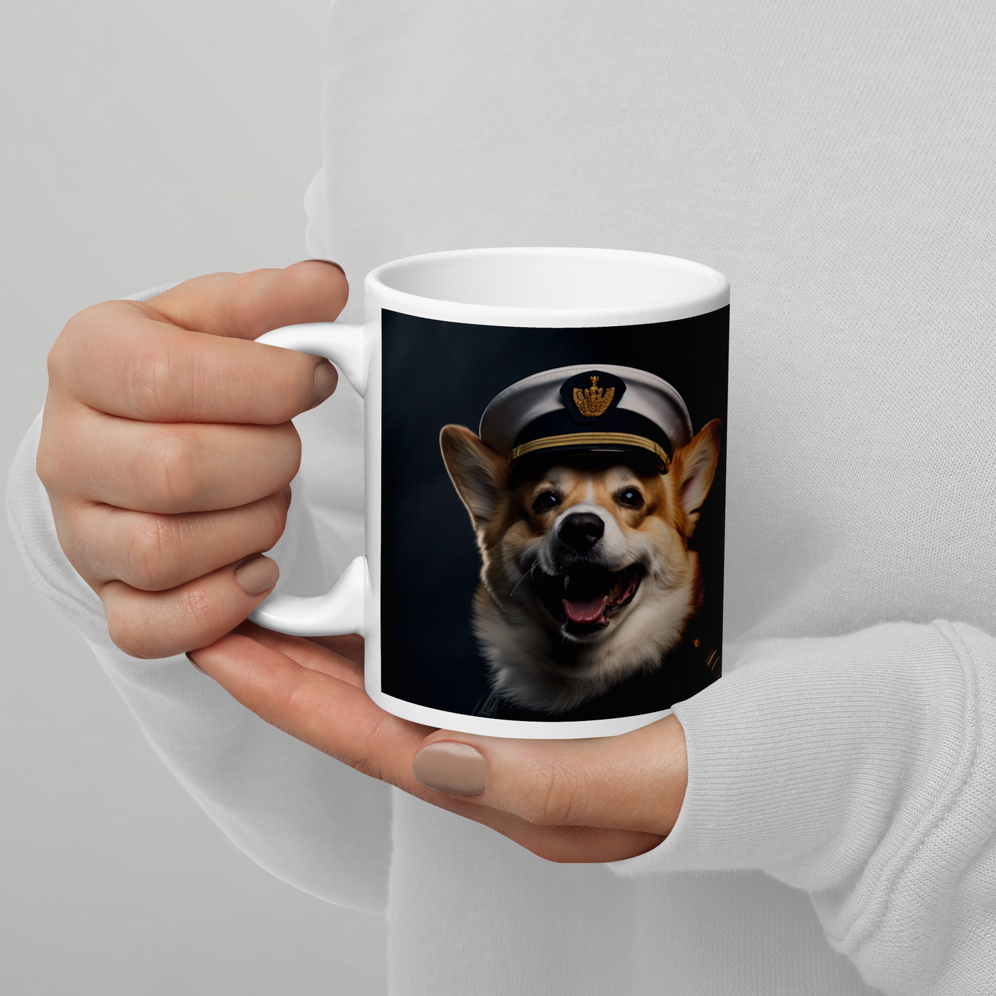 Pembroke Welsh Corgi NavyOfficer White glossy mug