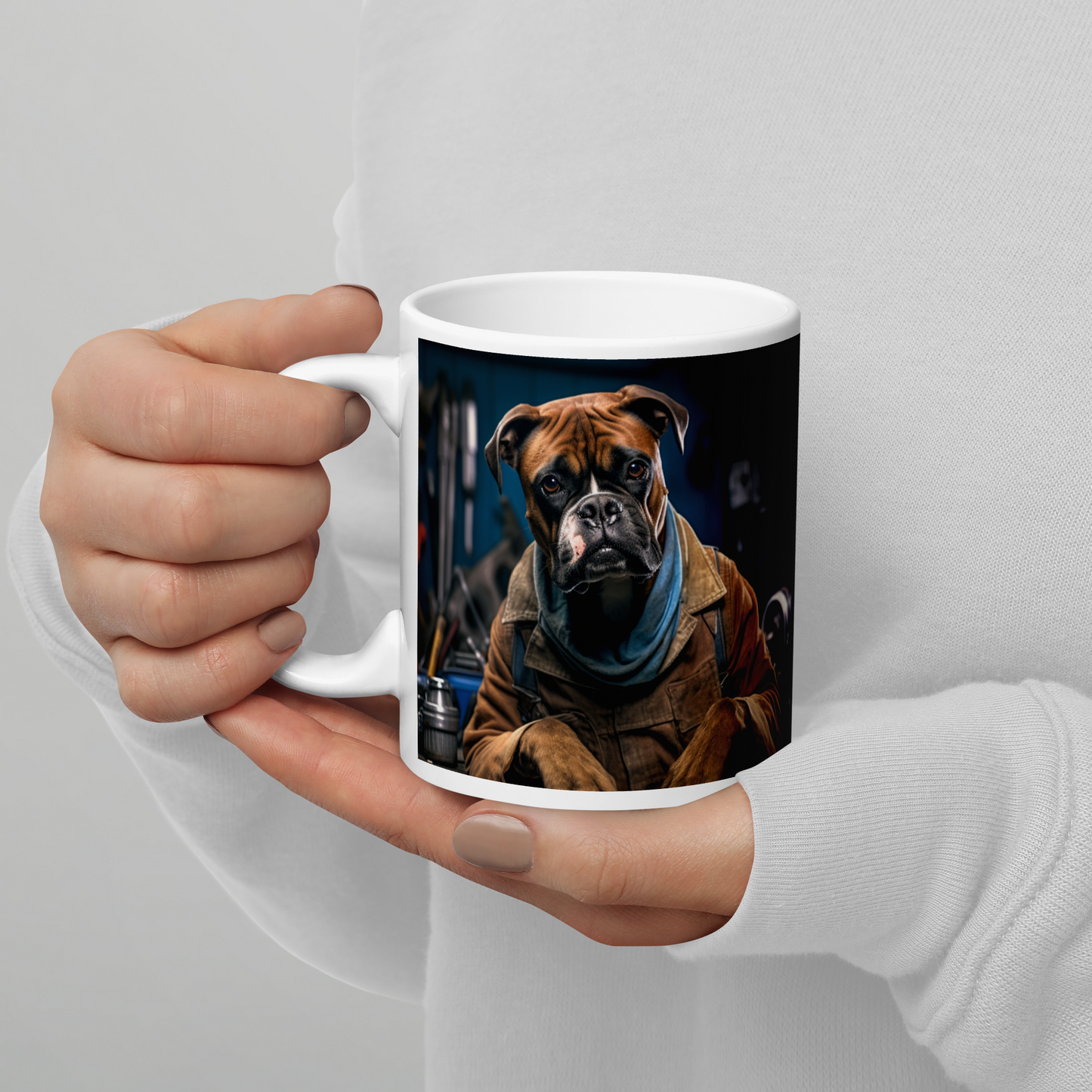 Boxer AutoMechanic White glossy mug