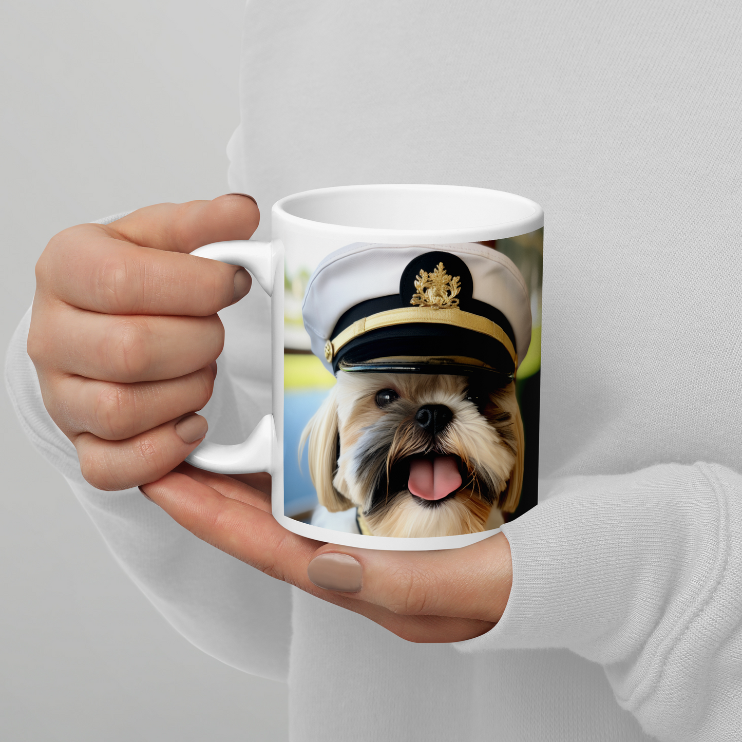 Shih Tzu NavyOfficer White glossy mug