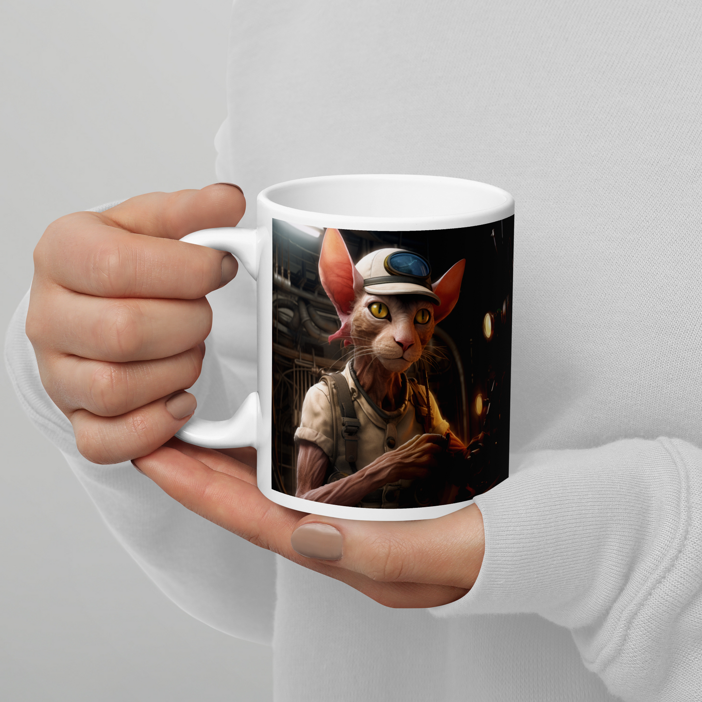 Sphynx AutoMechanic White glossy mug