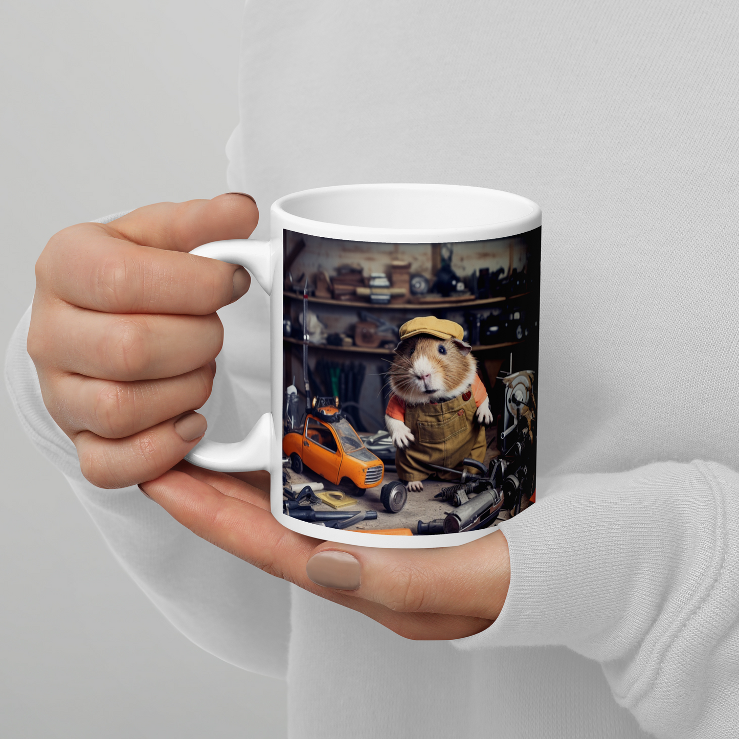 Guinea Pigs AutoMechanic White glossy mug