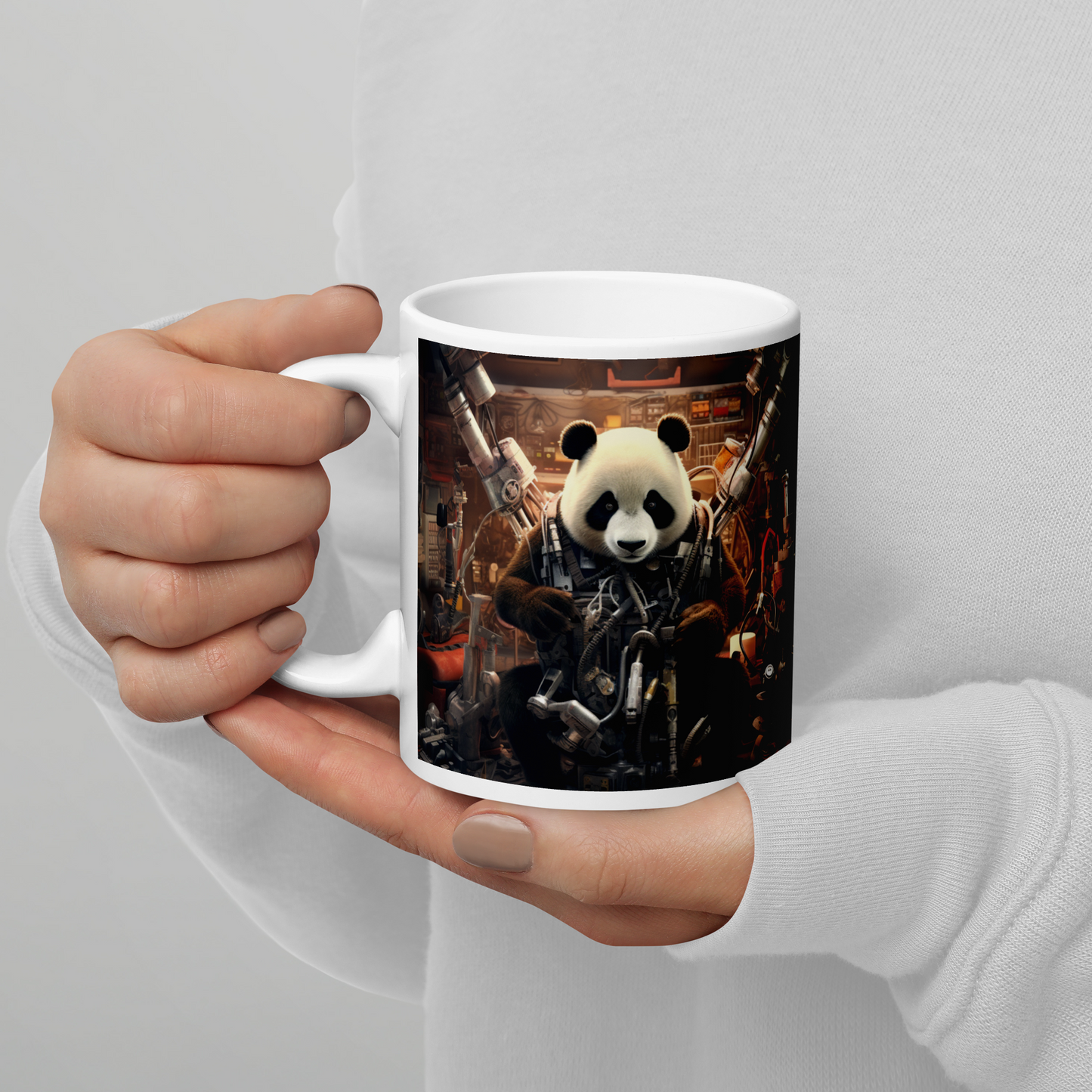 Panda AutoMechanic White glossy mug